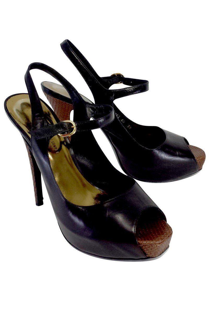 Barbara Bui's Stunning Black Leather Peep Toe Slingbacks - Size 9