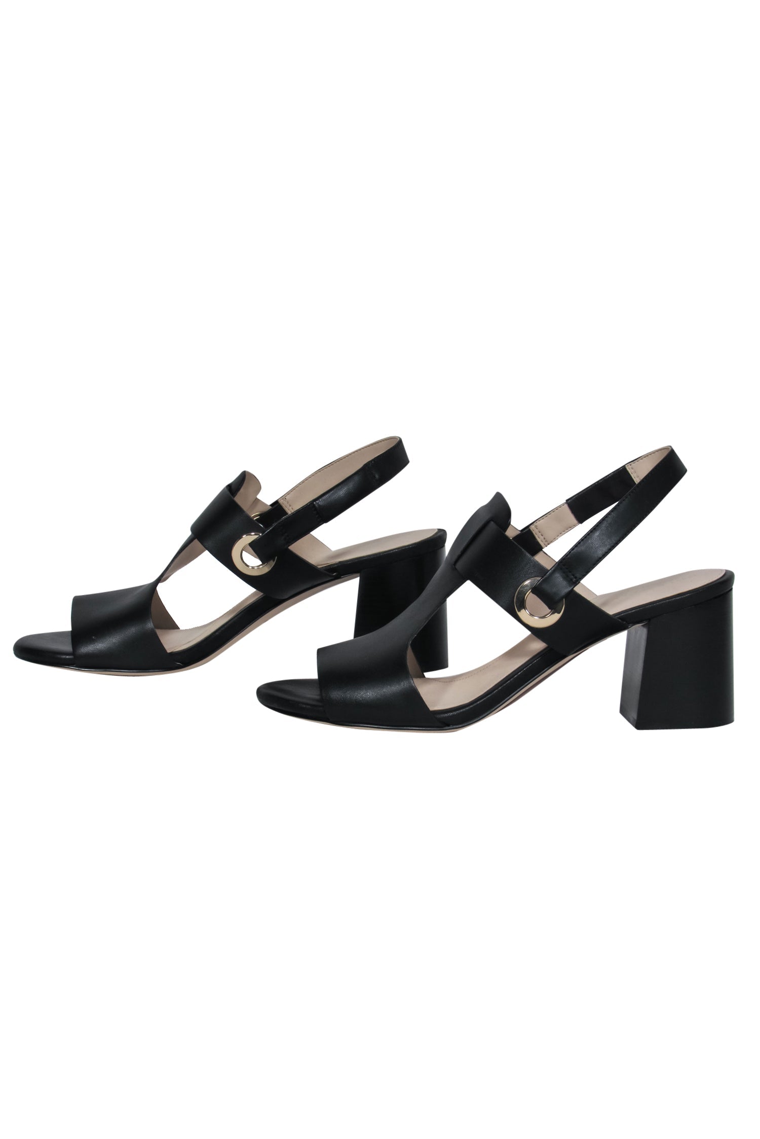 Cole Haan Black Smooth Leather Cutout Block Heels - Size 8.5, A Must - Have for Fashionistas