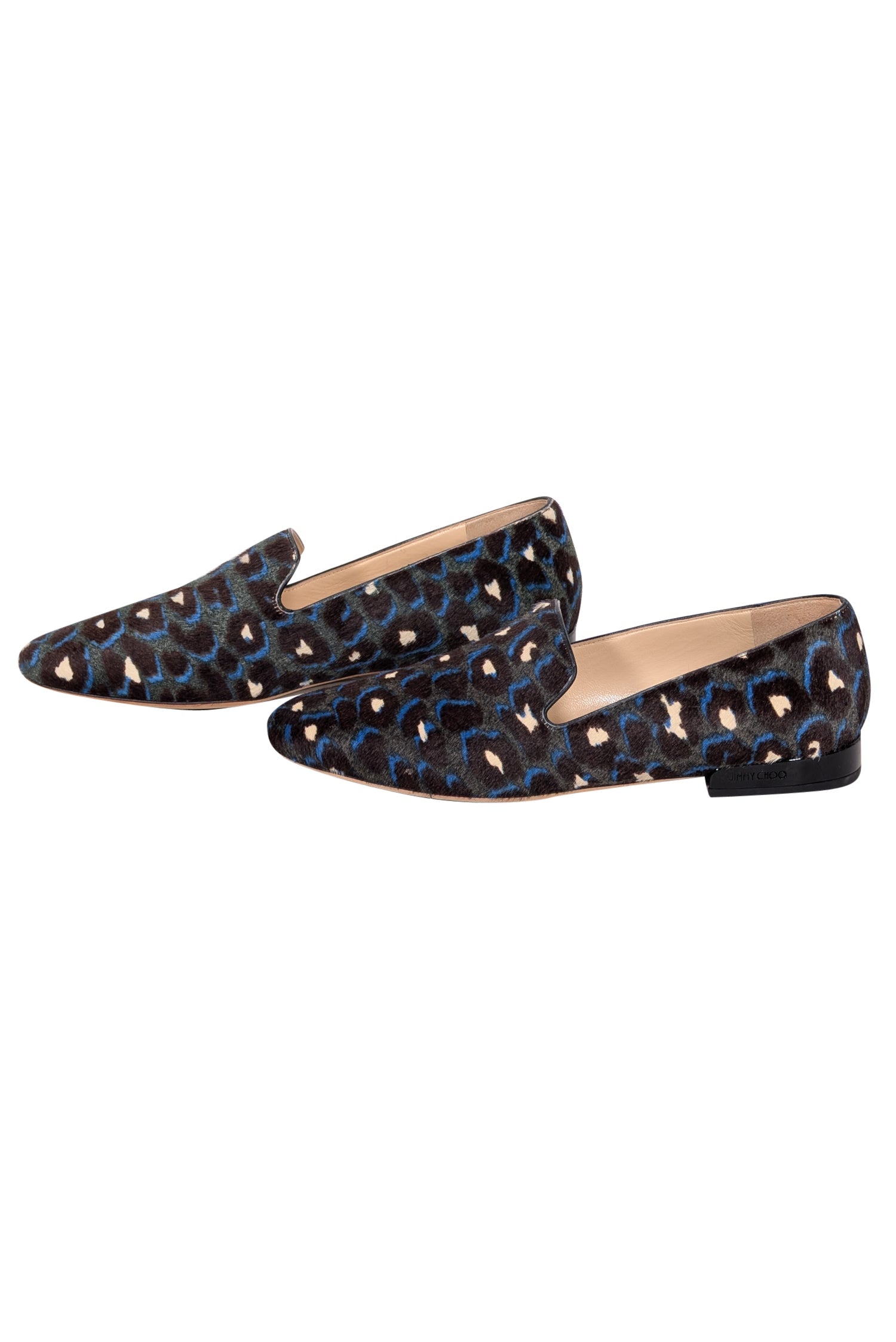 Jimmy Choo Blue & Grey Leopard Print Flat Shoes - Size 6