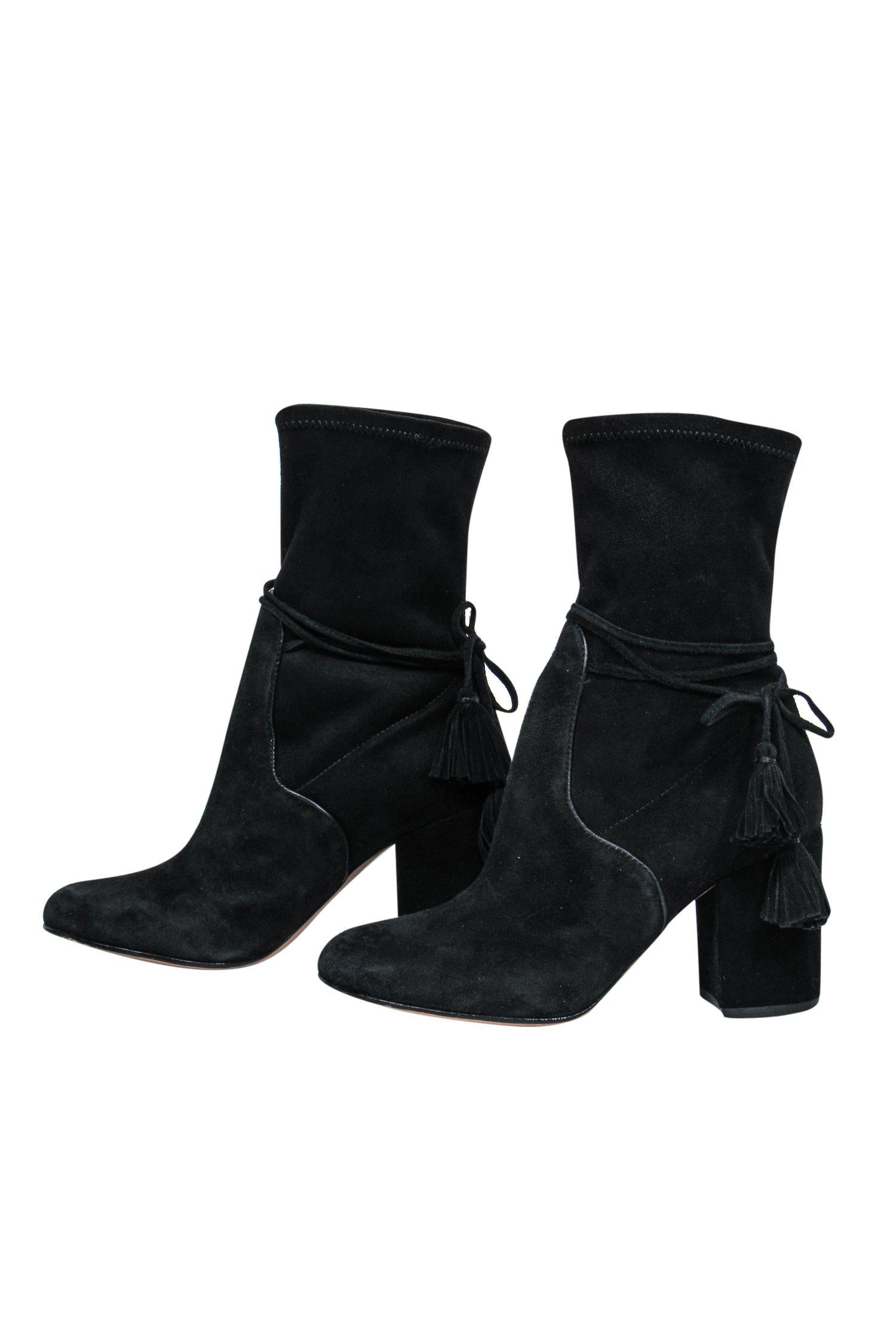Rachel Zoe's Bohemian Black Suede Tassel Booties - Size 6
