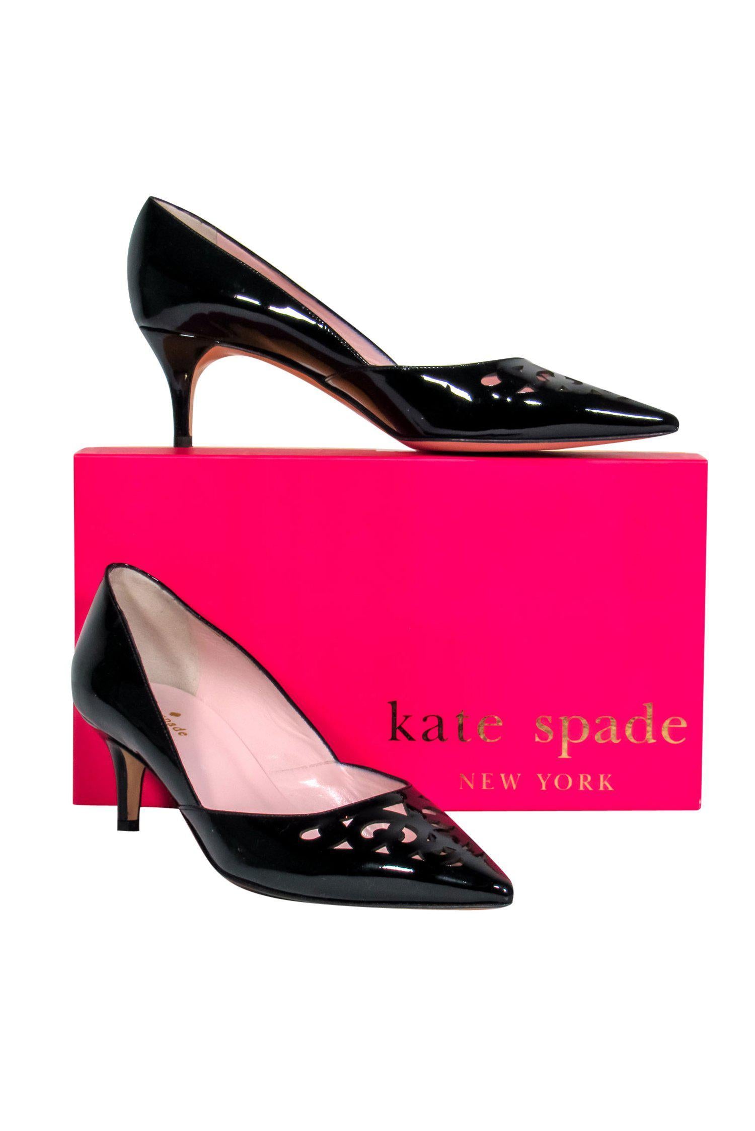 Kate Spade Black Patent Sanja Cutout Kitten Heels - Size 10: A Timeless Elegance!
