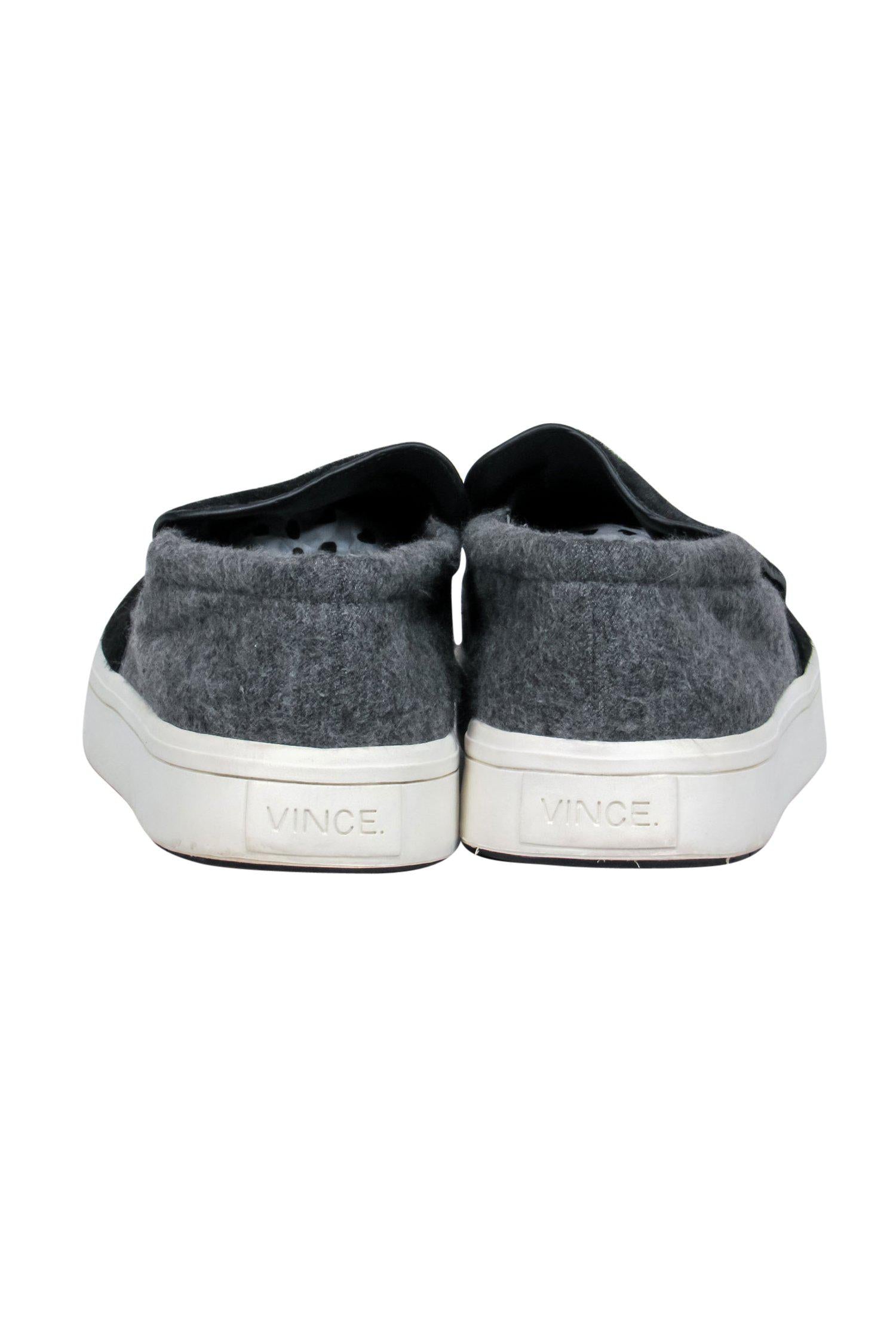 Vince - Stunning Black & Grey Calf Hair & Felt Colorblocked Platform Sneakers - Size 8.5