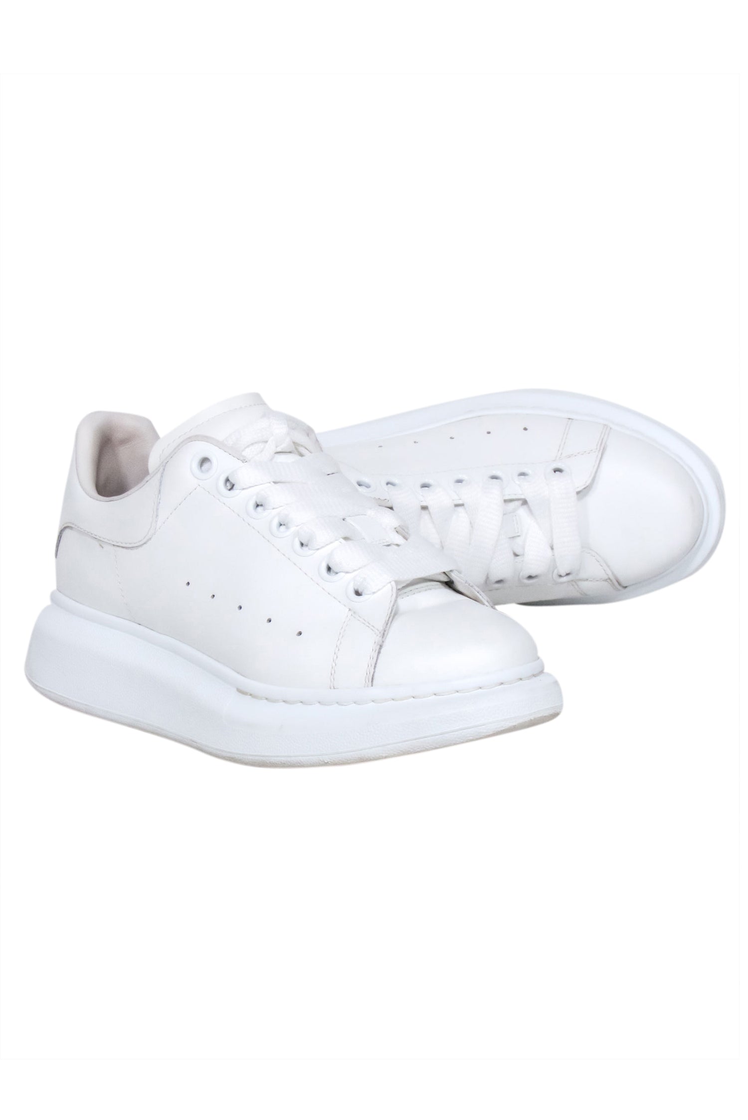 Alexander McQueen's Stunning White Leather Lace - Up Sneakers in Size 7.5