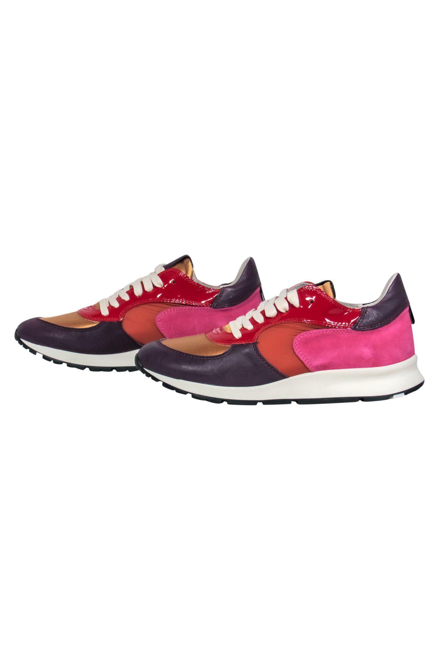 Philippe Model Purple & Multicolored 'Montecarlo' Colorblocked Sneakers - Size 7