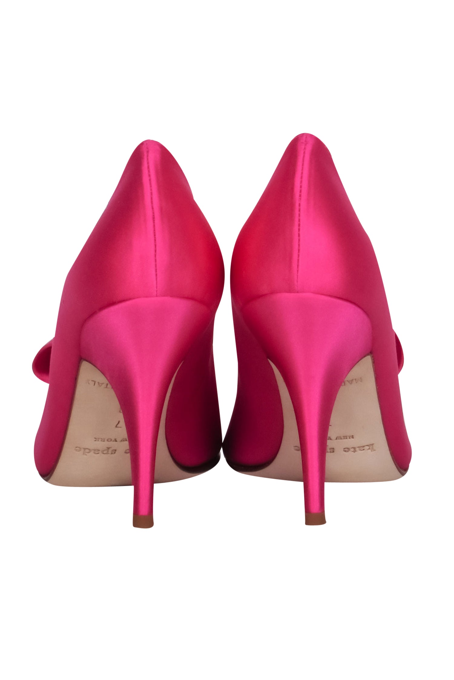 Kate Spade Hot Pink Satin Peep Toe Pumps with Applique - Size 7