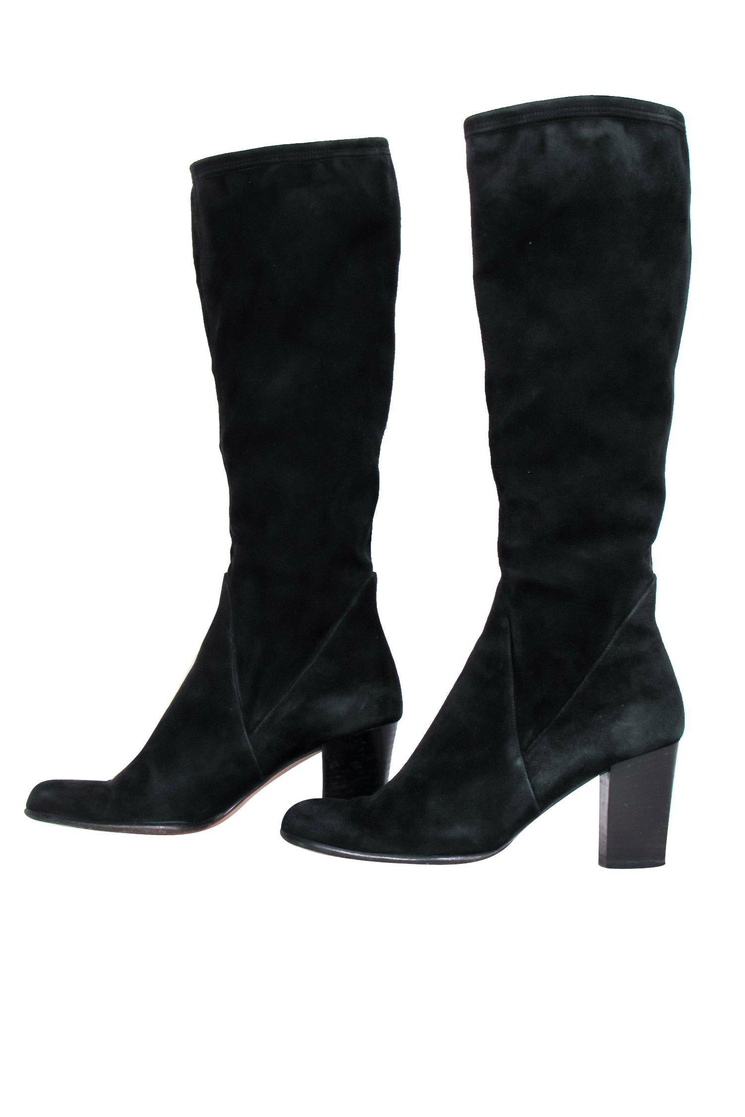 Ferragamo Black Suede Knee - High Heeled Boots Size 7: Chic Winter Essential