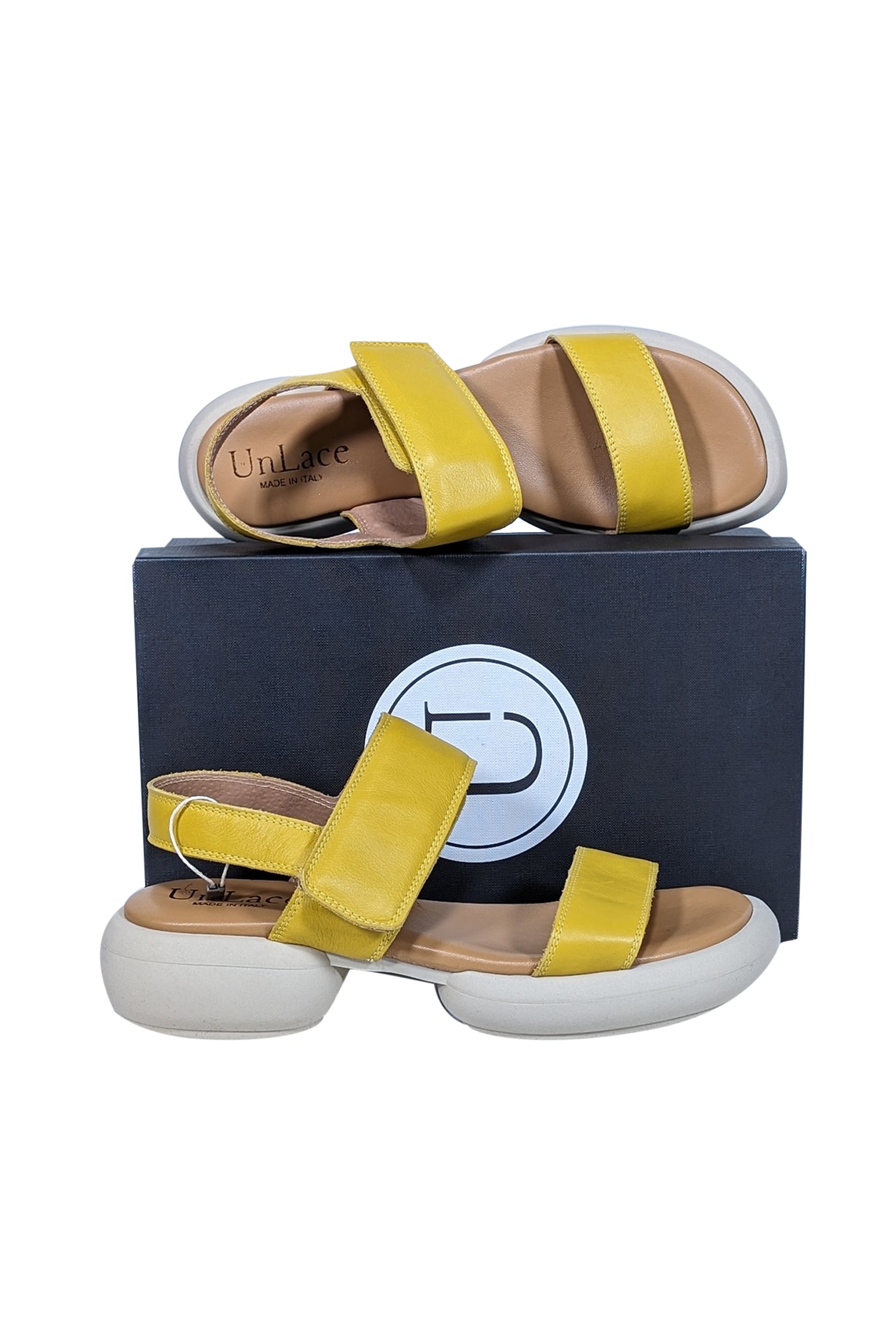 UnLace Yellow & Cream Strappy Sandals - Size 10: Your Weekend Style Essential!