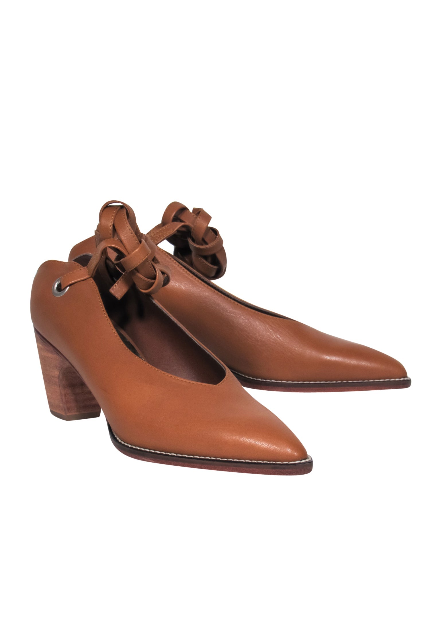 Rachel Comey Brown Leather Pointed Toe Lace - Up Heels - Size 7: Glam Up Your Nights!
