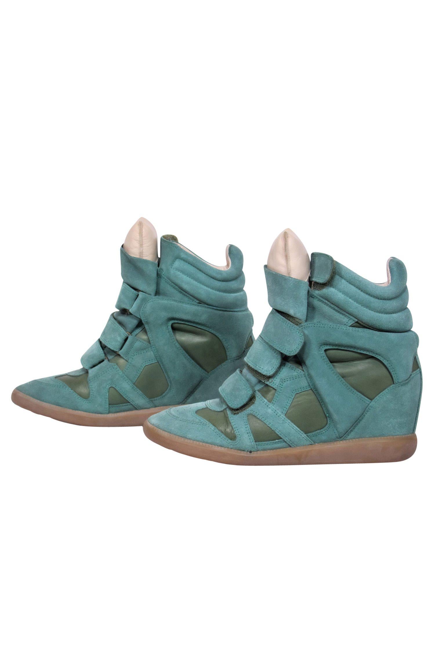 Isabel Marant Sage Green Suede Wedge Sneakers - Size 8: Elevate Your Style!
