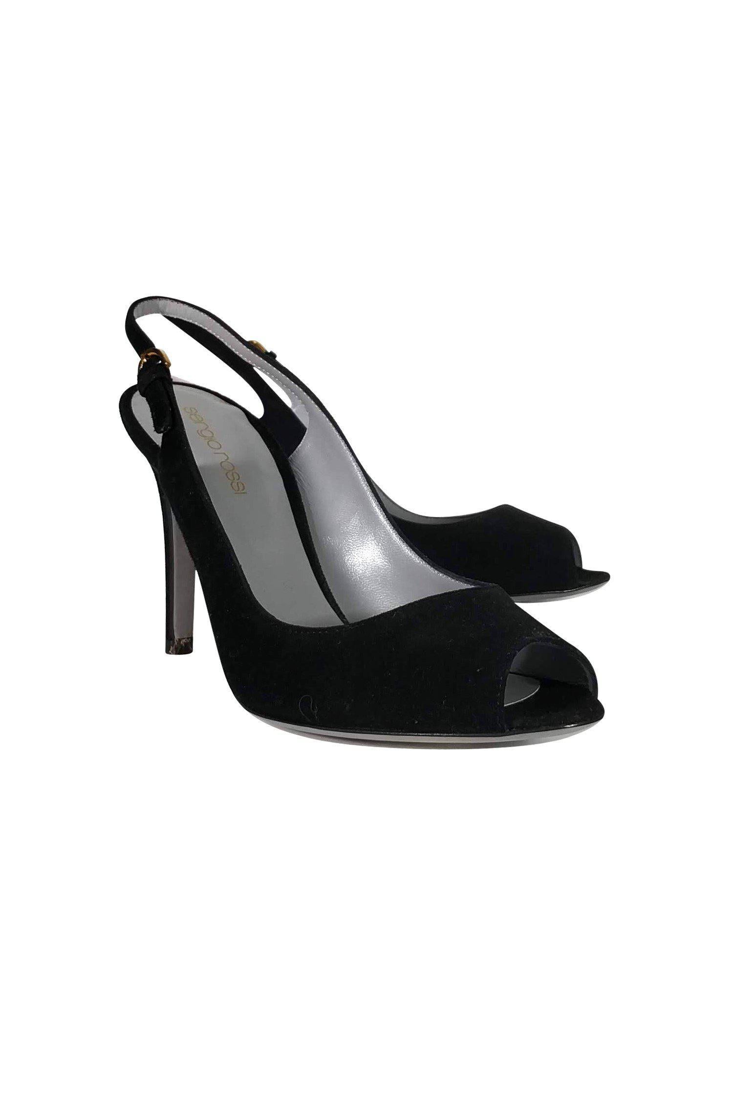 Sergio Rossi - Stunning Black Suede Slingback Pumps in Size 7.5