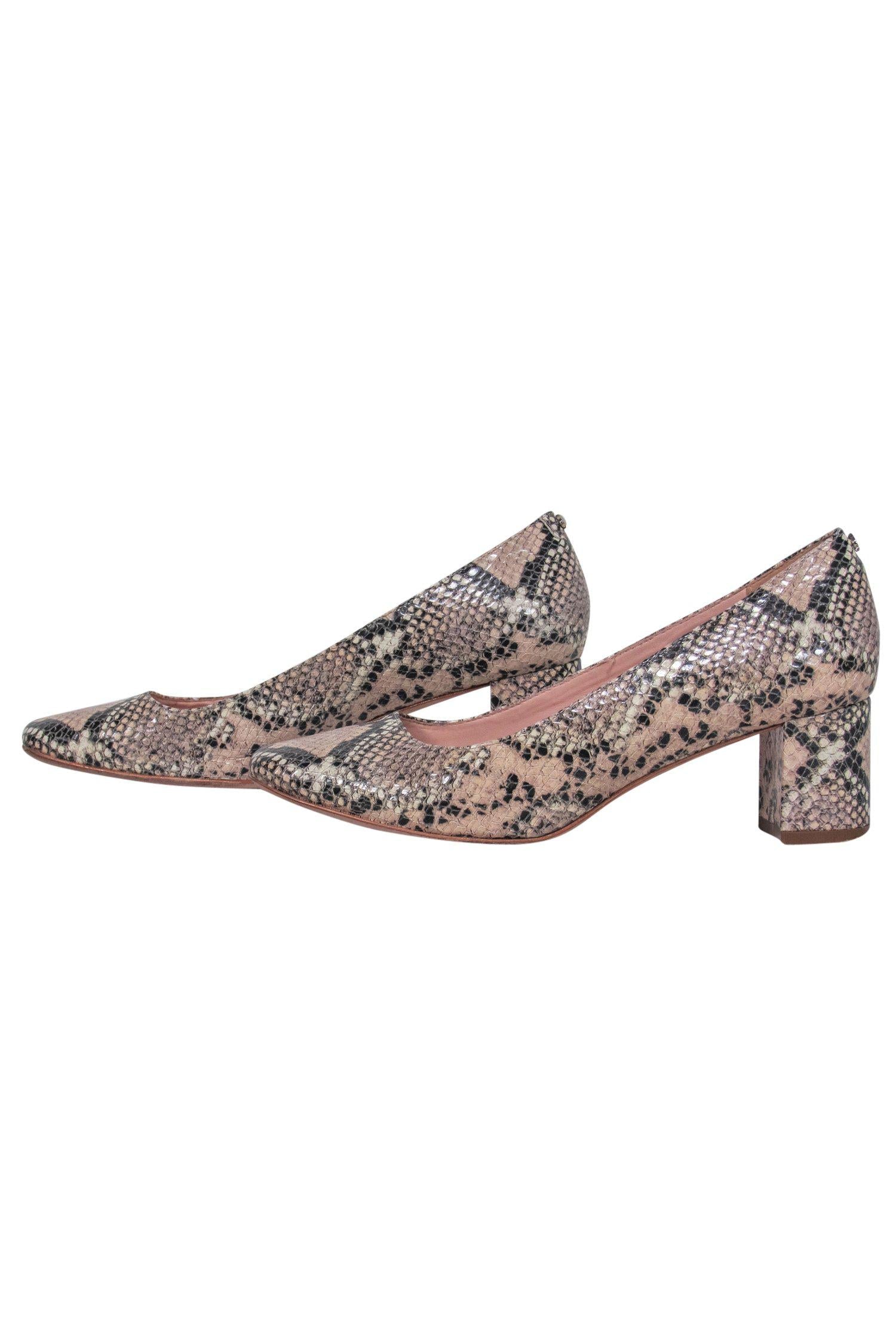 Kate Spade Beige Snakeskin Block Heel Pumps - Size 6.5: Style for the Bold