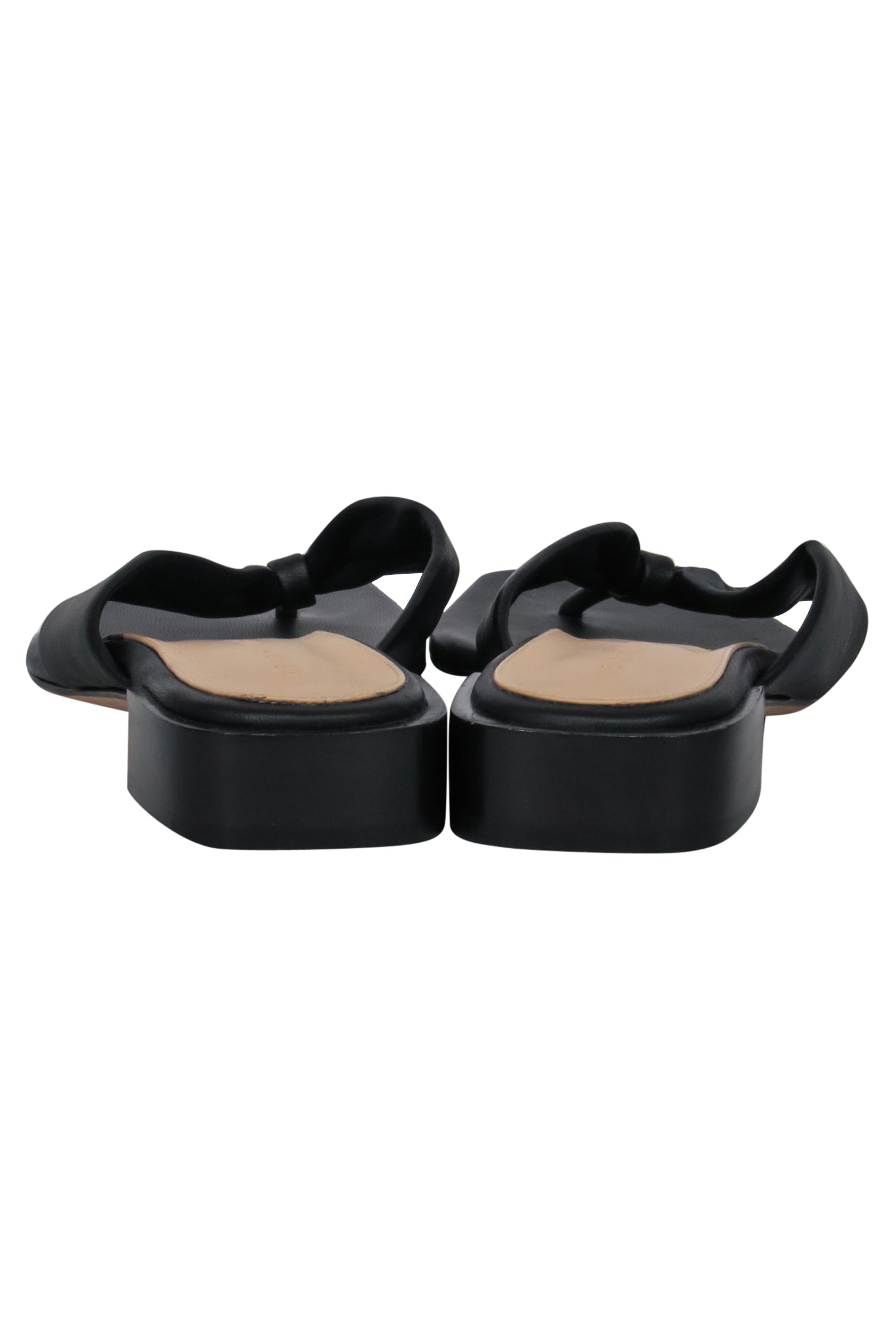Dear Frances - Stylish Black Leather Square Toe Thong Sandals in Size 8