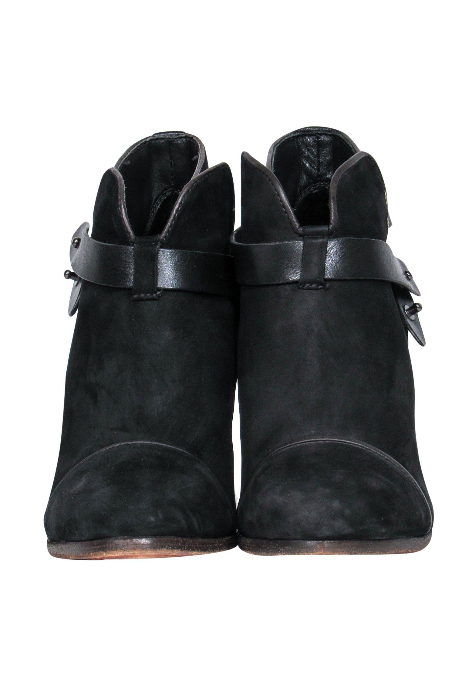 Rag & Bone Black Suede Harrow Heeled Booties - Size 10: A Must-Have for Cold Weather!