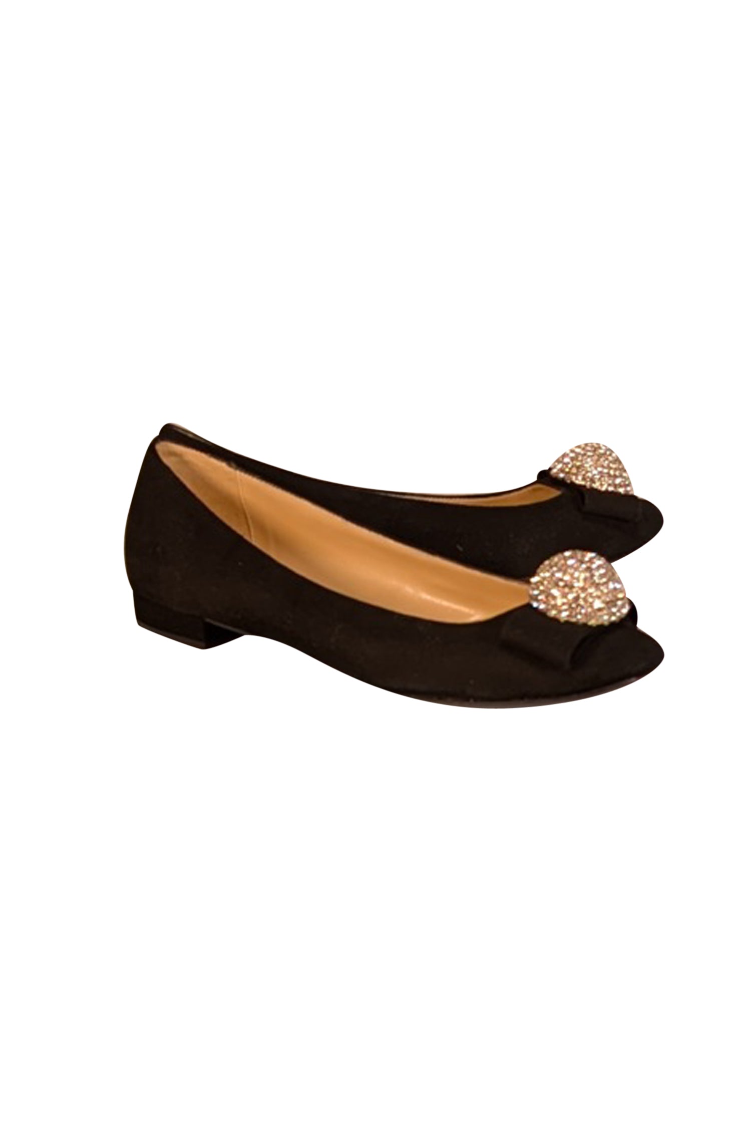 Kate Spade Black Suede Rhinestone Ball Toe Flats - Size 7.5