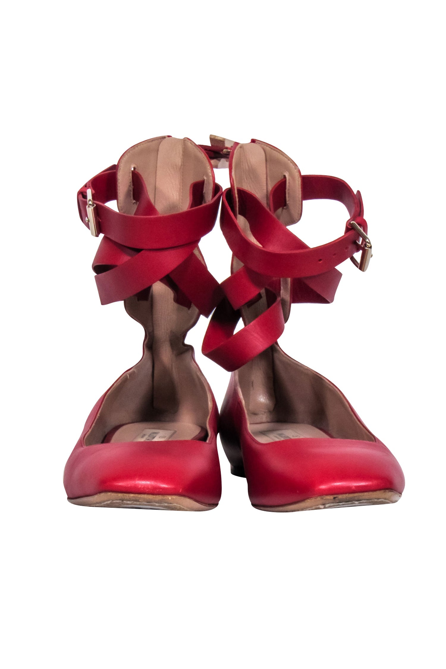Valentino Red Gladiator Ballet Flats - Size 8.5