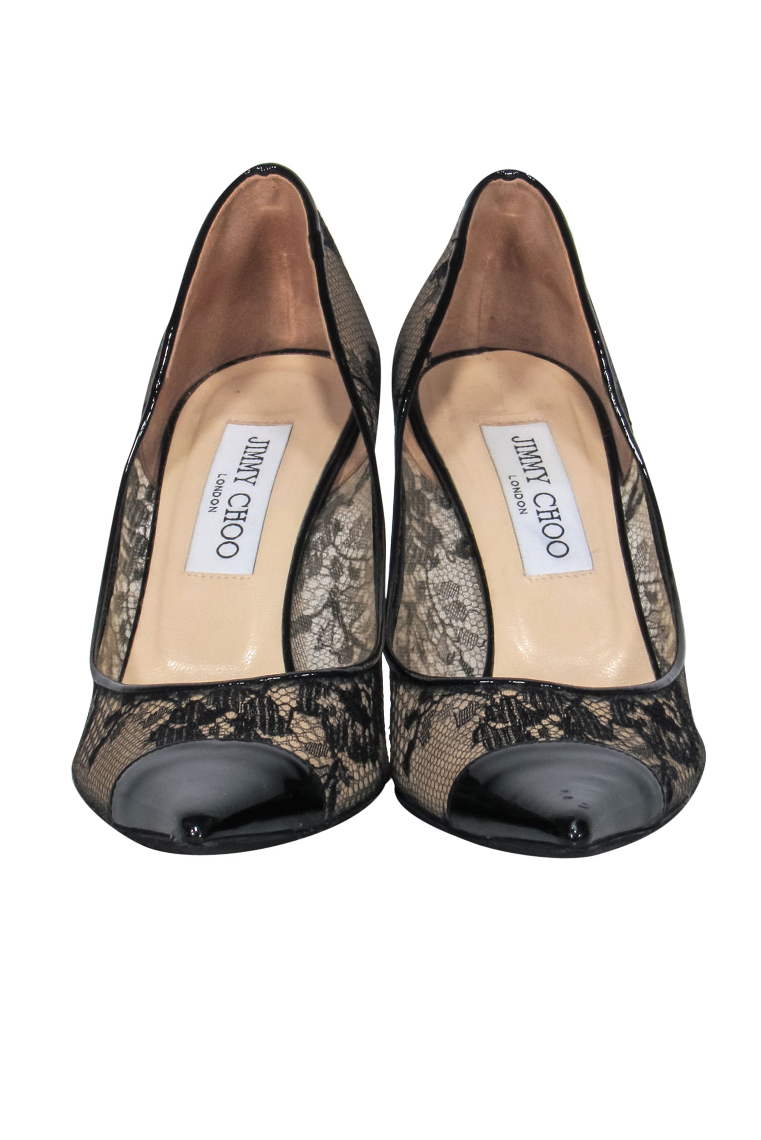 Jimmy Choo's Stunning Black Floral Lace Pointed Toe Pumps - Size 7