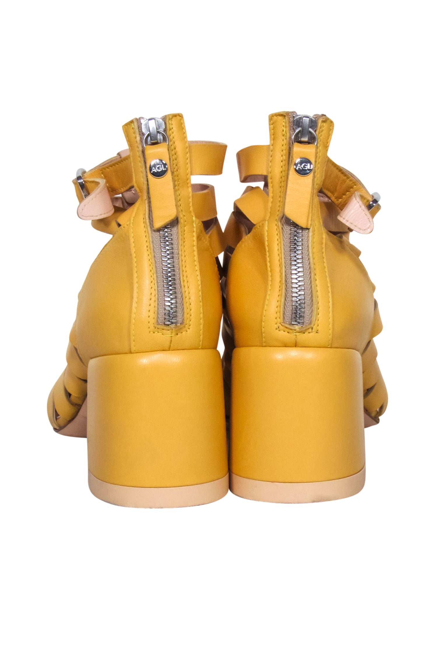 AGL - Stunning Beige & Yellow Woven Pointed Toe Short Boots in Size 8.5