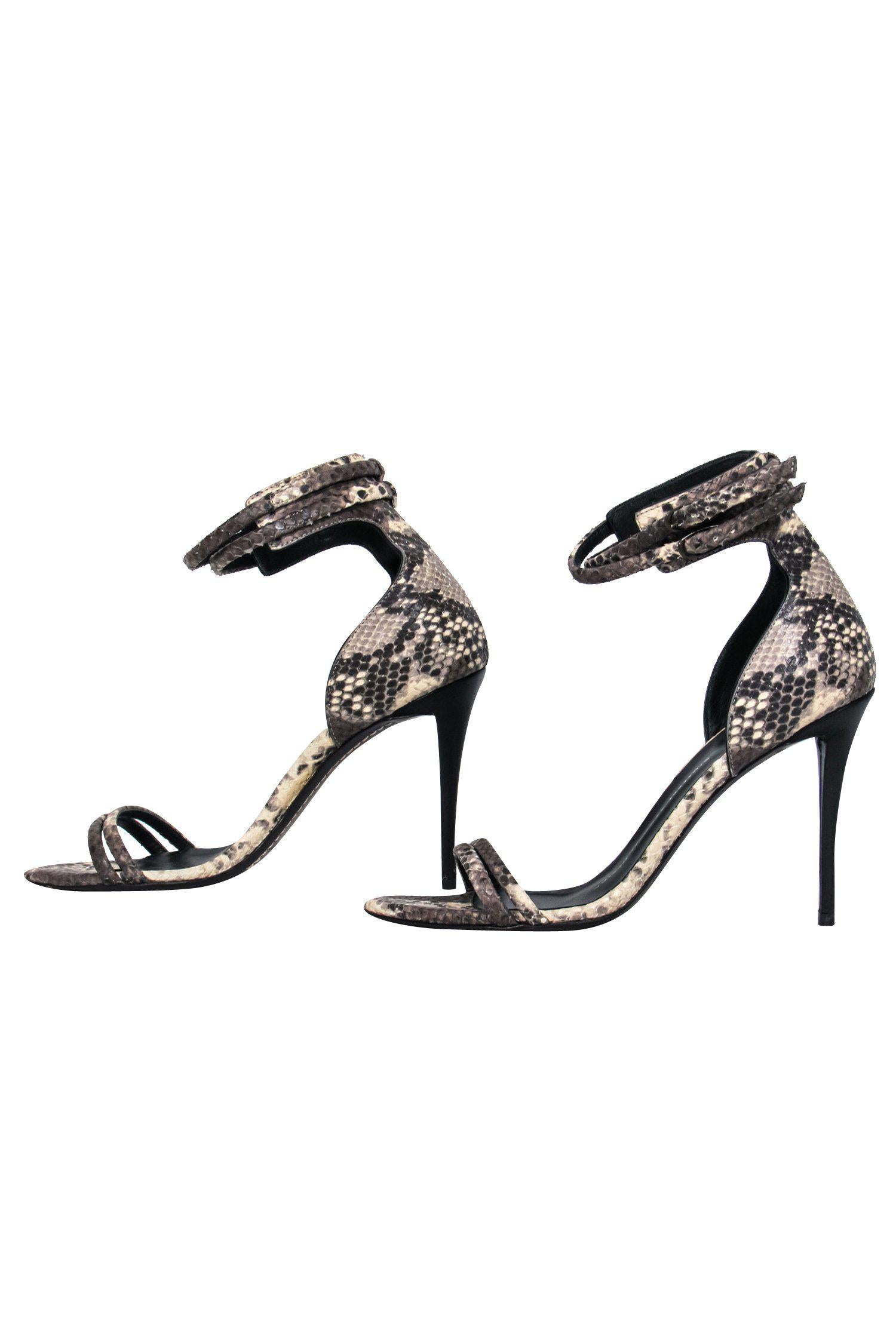 Giuseppe Zanotti - Stunning Beige & Grey Snakeskin Strappy Pumps in Size 6