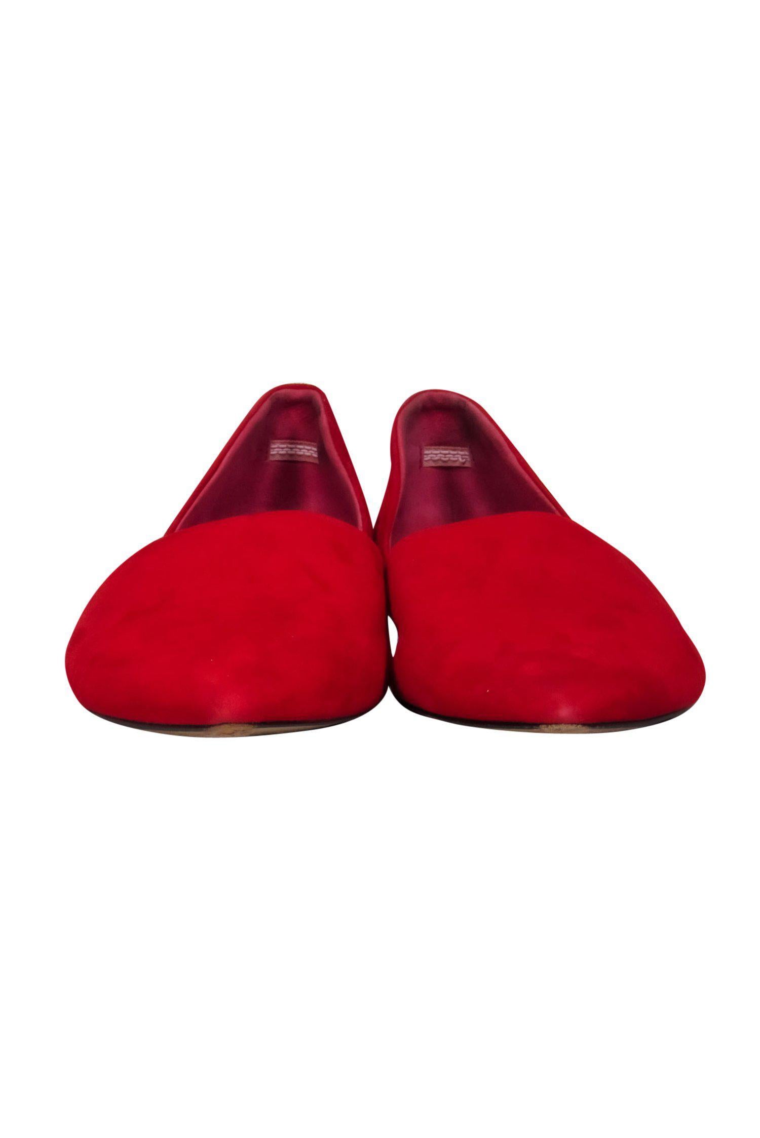 Jenni Kayne's Red Suede Pointed Toe Flats - Size 10: A Must-Have for Fashionistas!