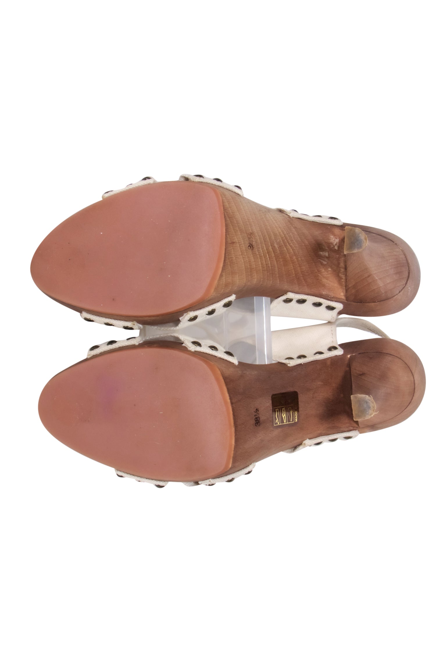 Stella McCartney's Flirty Canvas Lace - Up Wooden Heels in Size 8.5