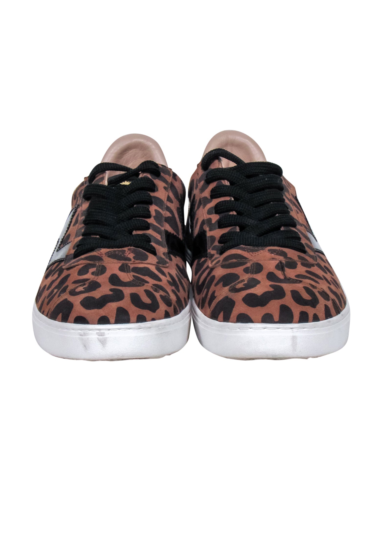 Stuart Weitzman Tan & Black Leopard Print Sneakers - Size 9.5 - Fashionable Footwear