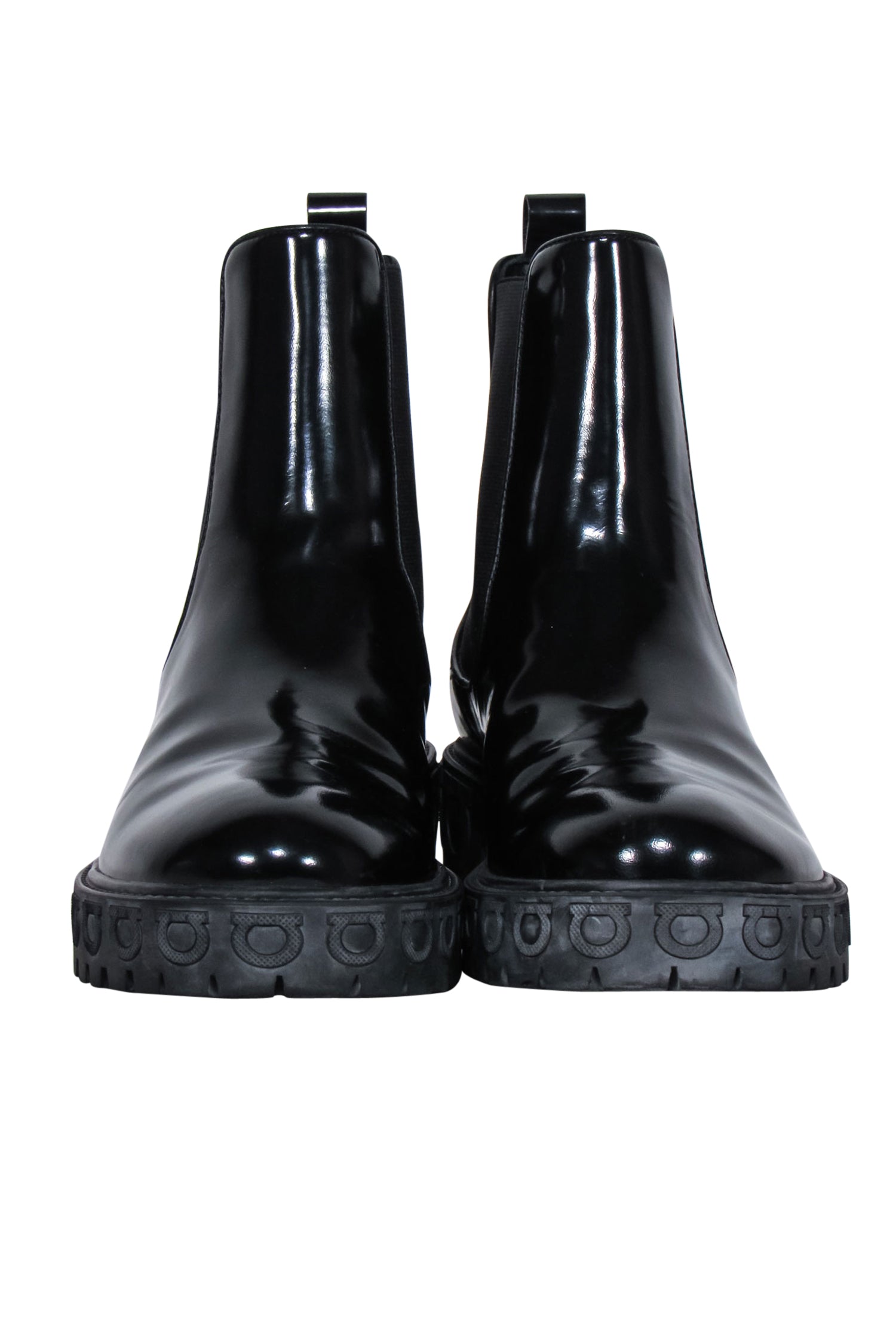 Ferragamo Black Leather Block Heel Booties - Size 9.5: A Fashion Statement!