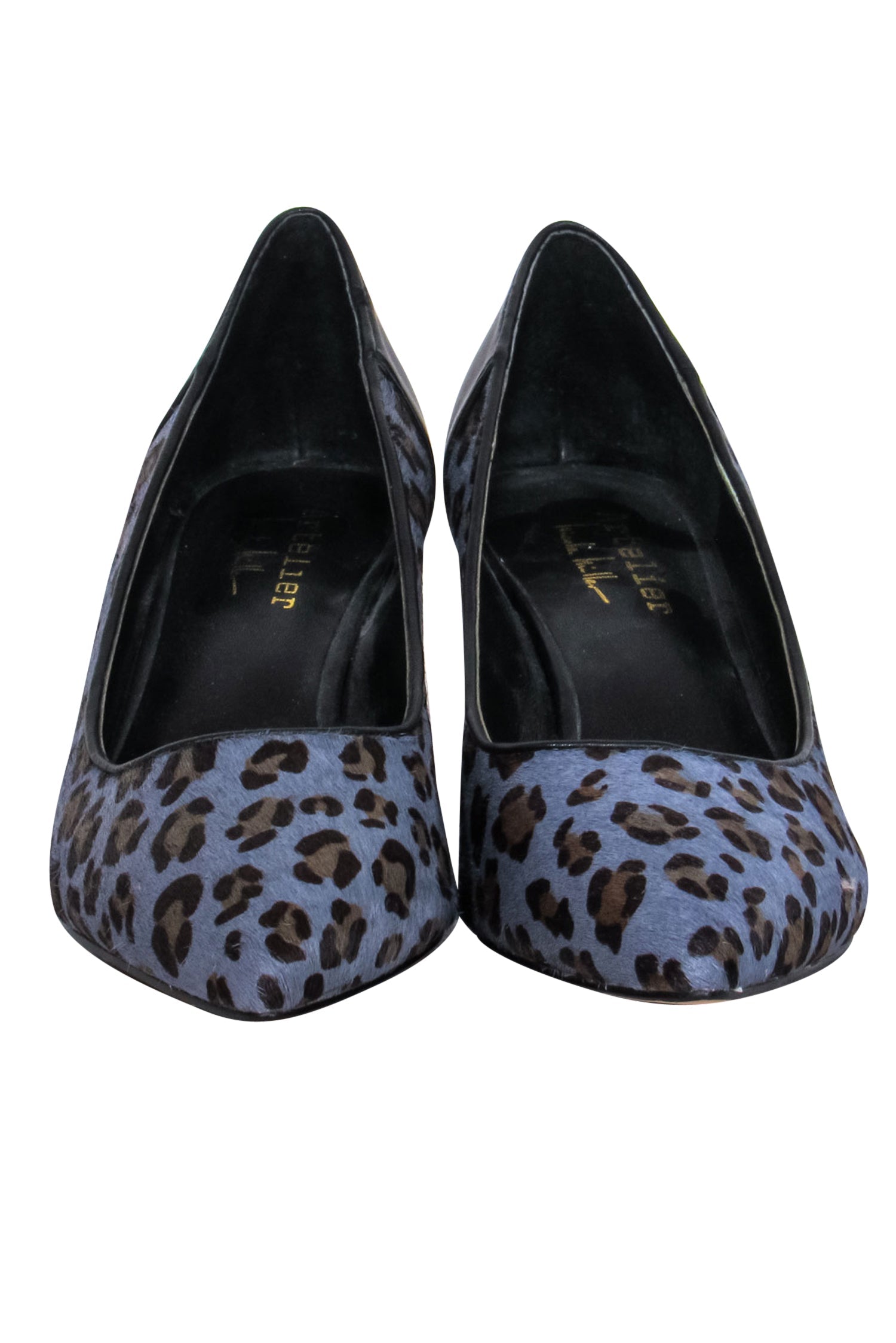 Nicole Miller Artelier - Stunning Blue & Grey Leopard Print Calf Hair Kitten Heels in Size 7