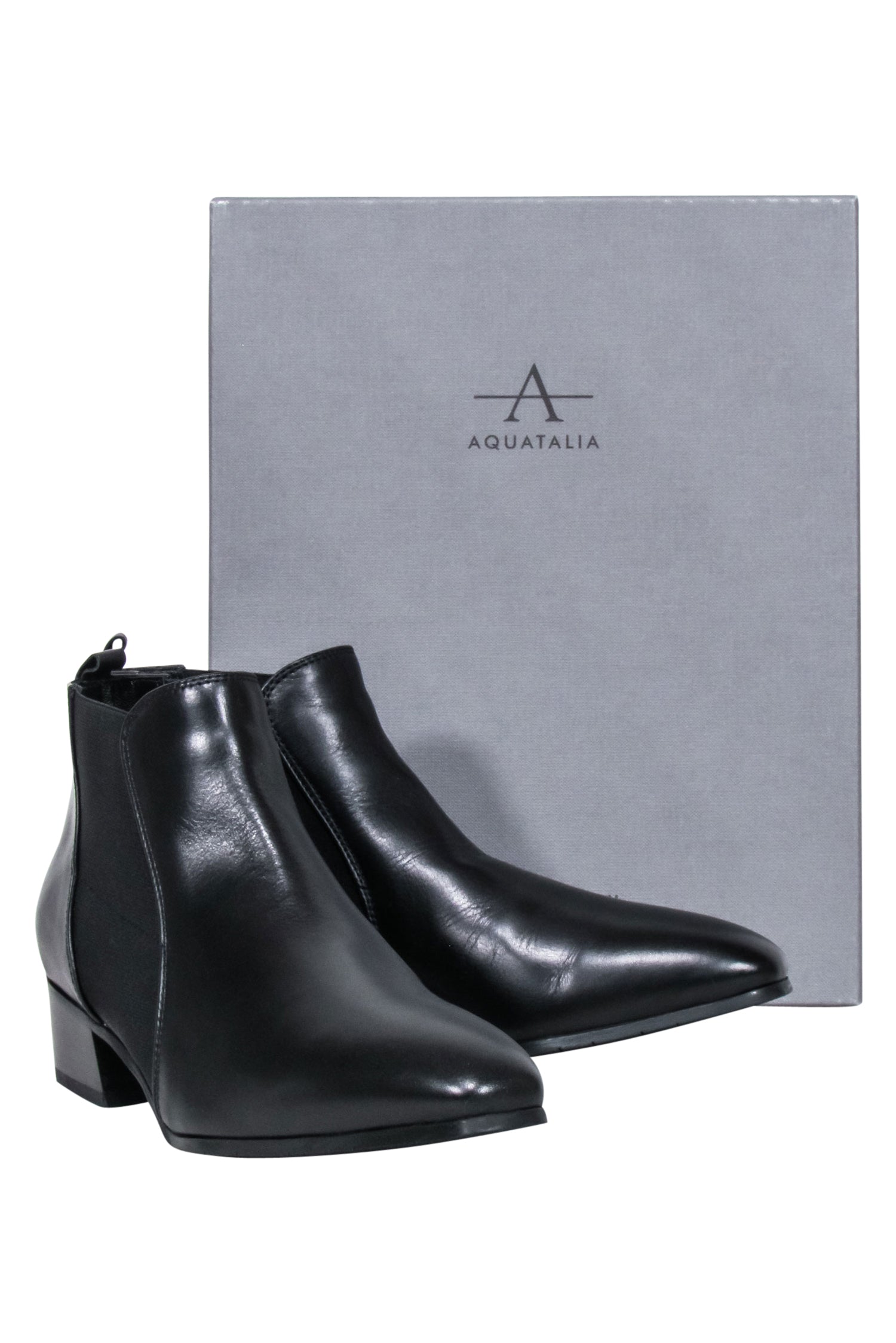 Aquatalia Black Calf Leather Falco Short Boots - Size 8.5 - A Must-Have for Minimalists!
