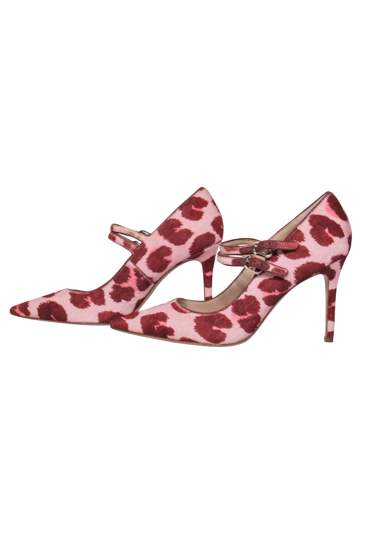 Kate Spade Pink & Red Leopard Print Fur Mary-Jane Heels - Size 7: Add Vintage Glamour!