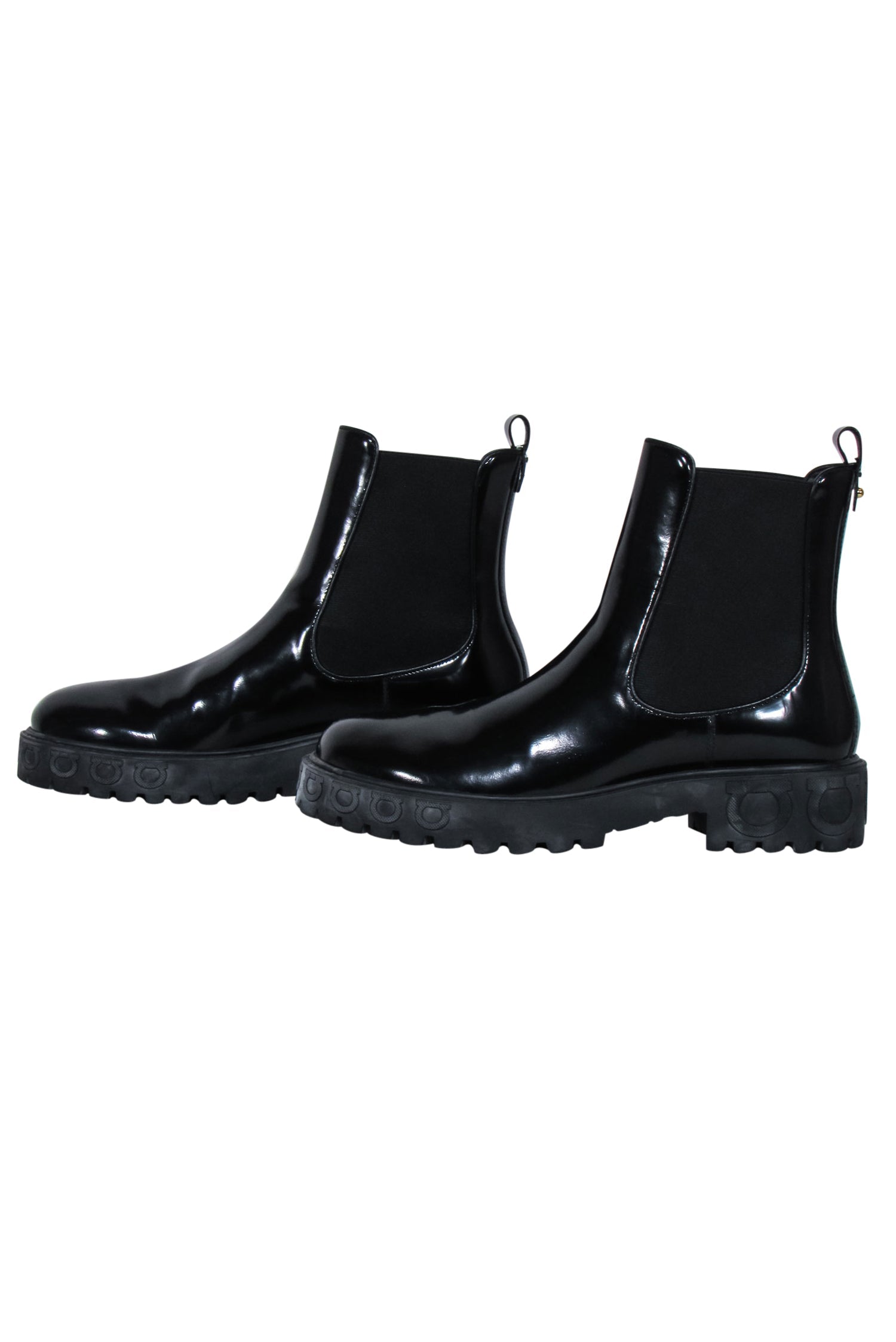 Ferragamo Black Leather Block Heel Booties - Size 9.5: A Fashion Statement!