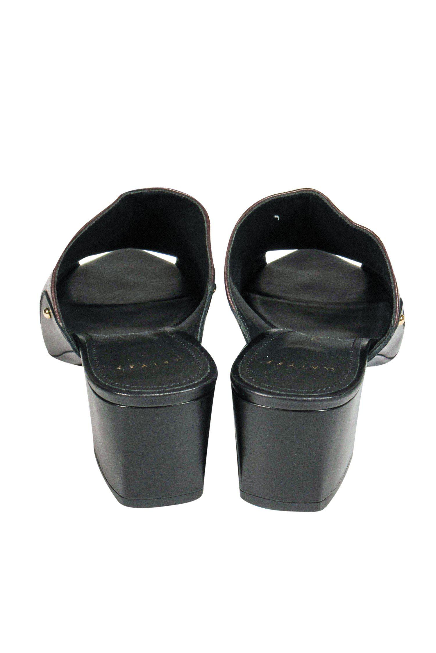 Maiyet's Stunning Brown Leather Block Heel Mules - Size 10