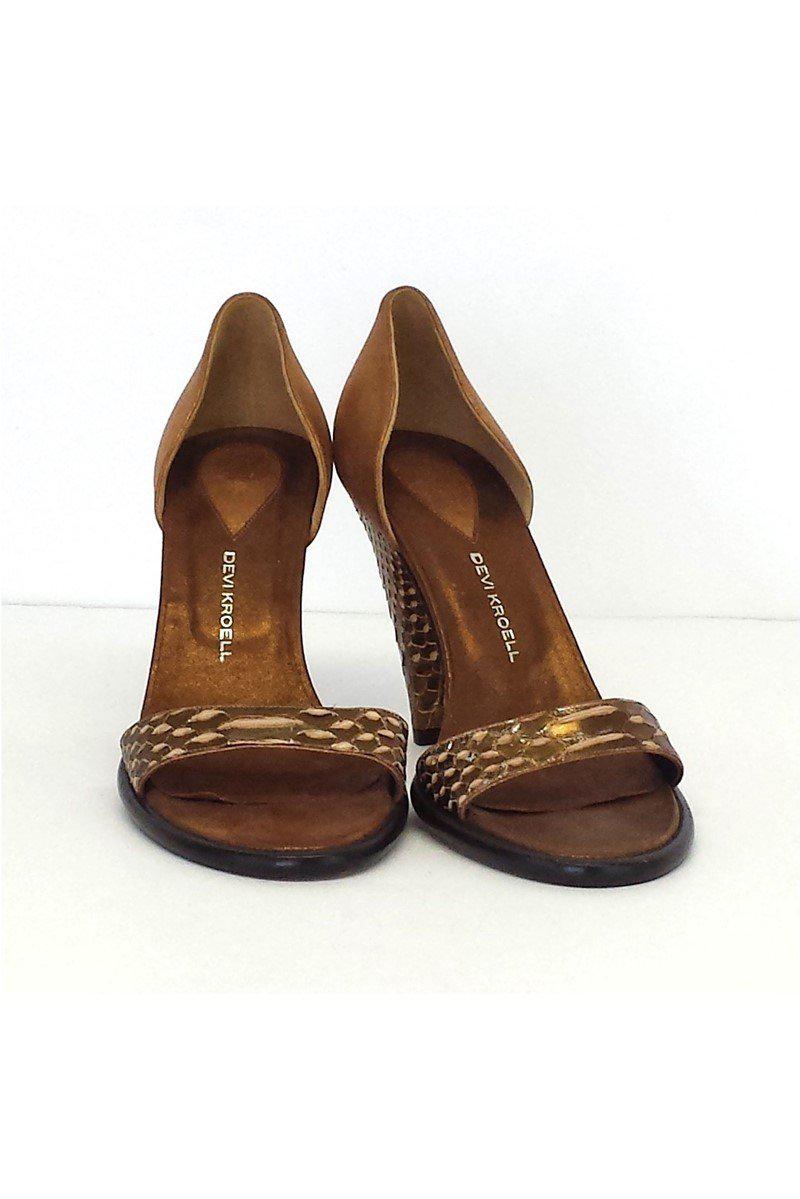 Devi Kroell - Stunning Bronze Metallic Textured Leather Heels in Size 9!
