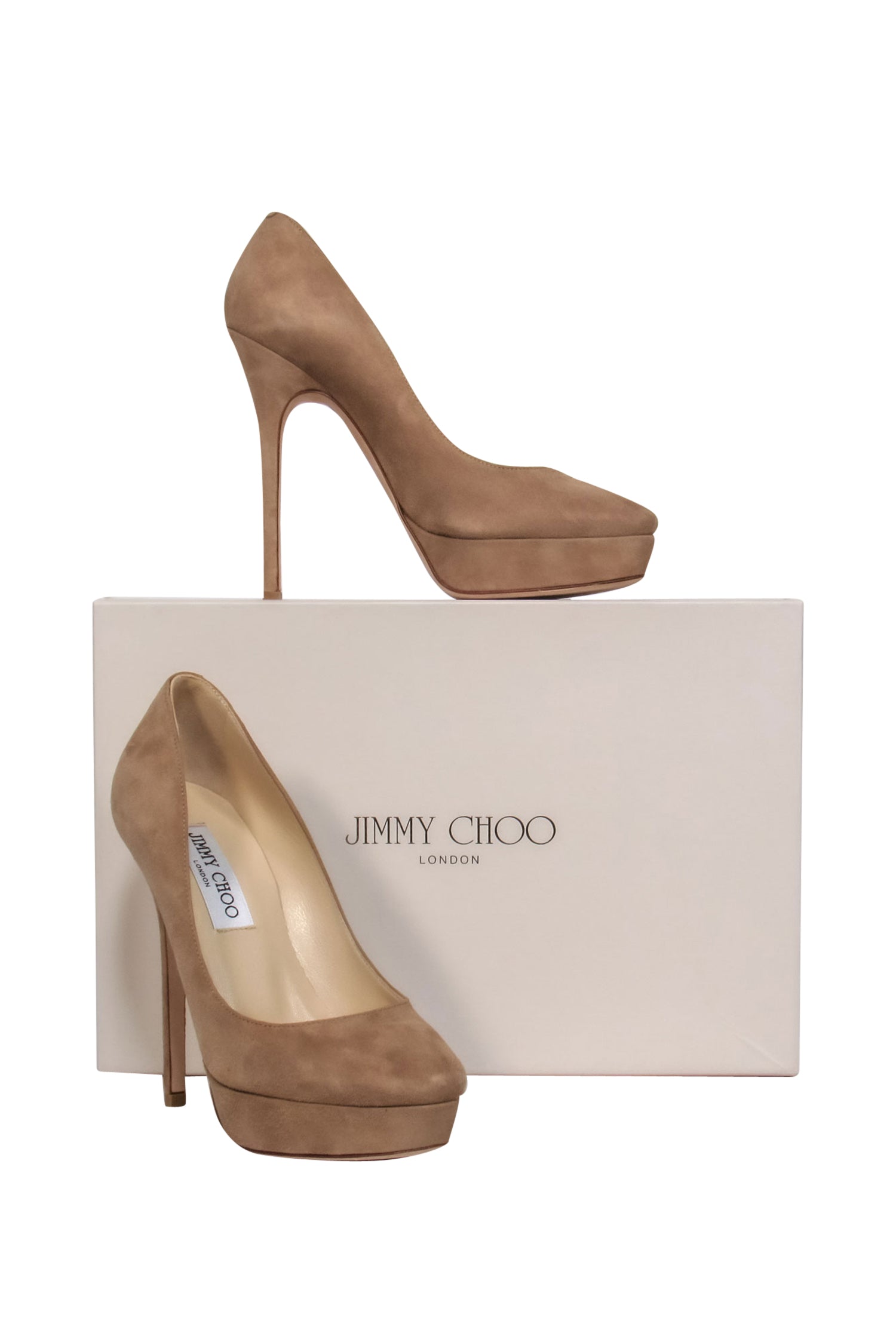 Jimmy Choo Nude Suede Platform Pumps - Size 6, The Ultimate Fashion Statement!