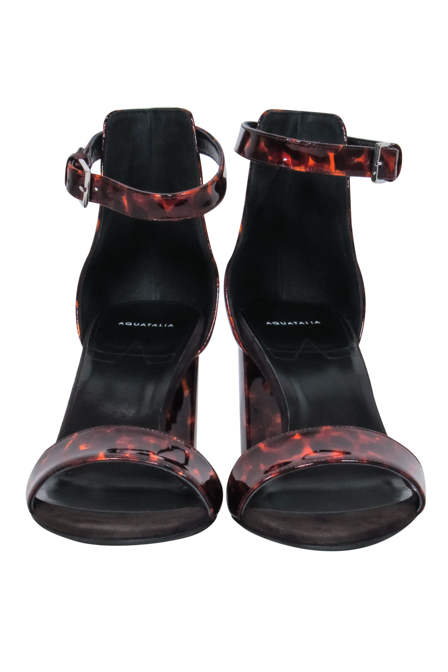 Aquatalia Brown Tortoise Shell Selena Ankle Strap Block Heels - Size 9