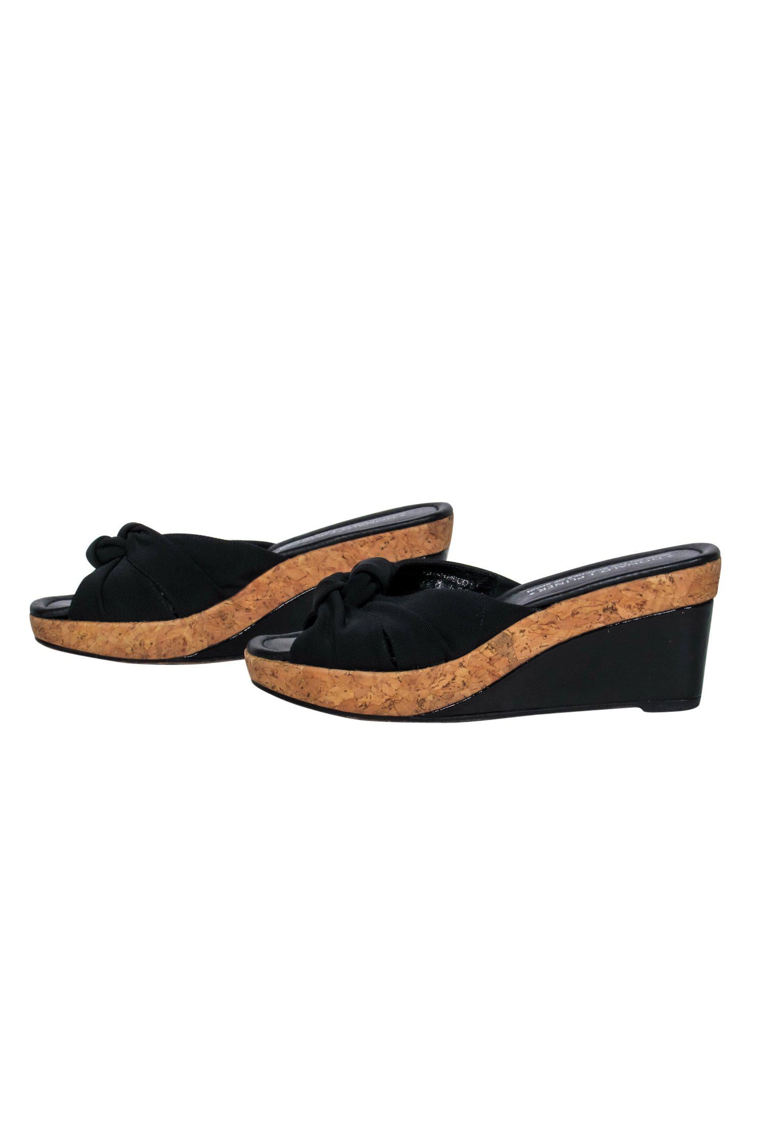 Donald J Pliner Black Knotted Strap Cork Wedges - Size 7: Tropical Vacation Must-Haves!