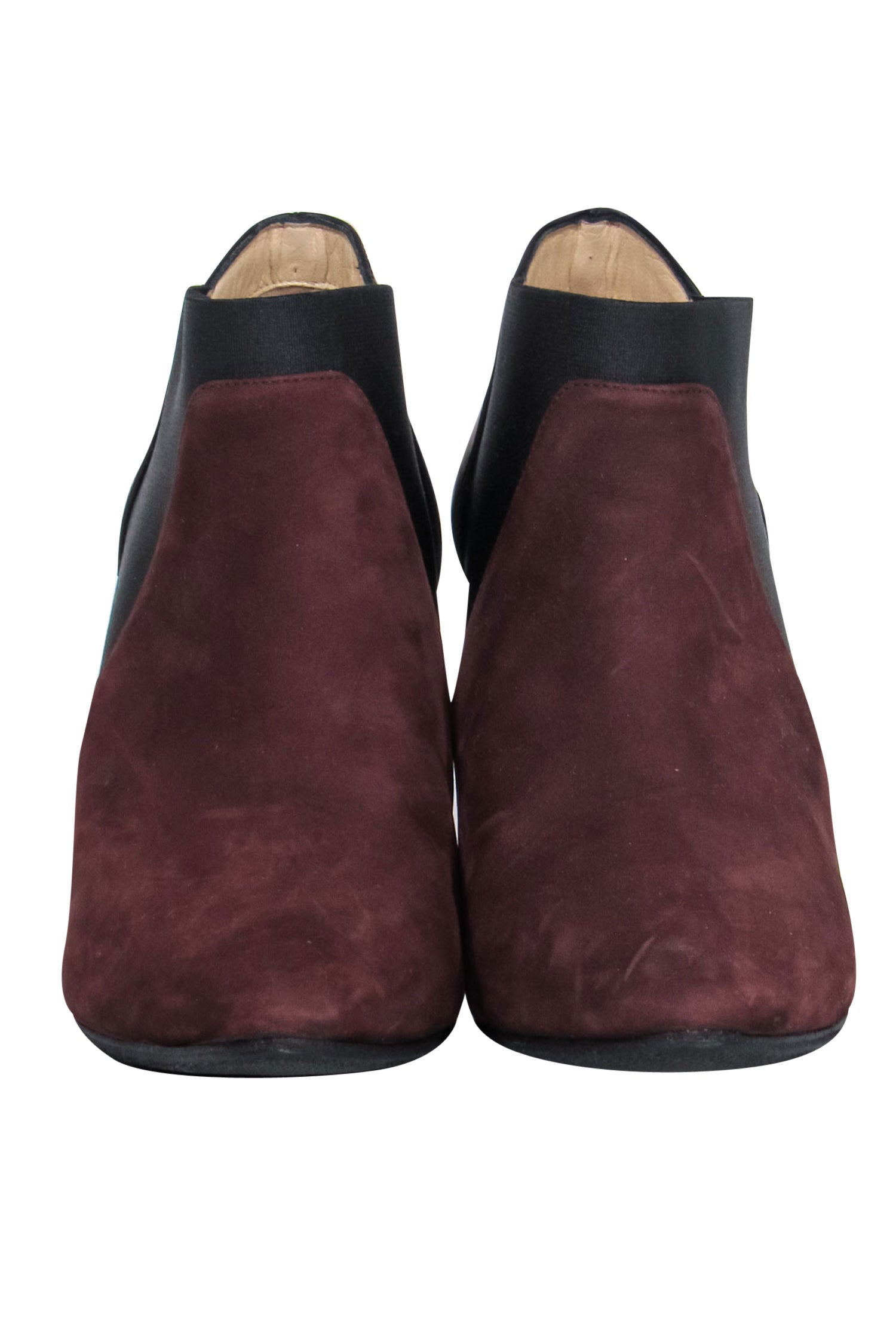 Jimmy Choo Cognac & Black Suede & Leather Low Cut Heeled Booties - Size 6.5 - Elevate Your Style!