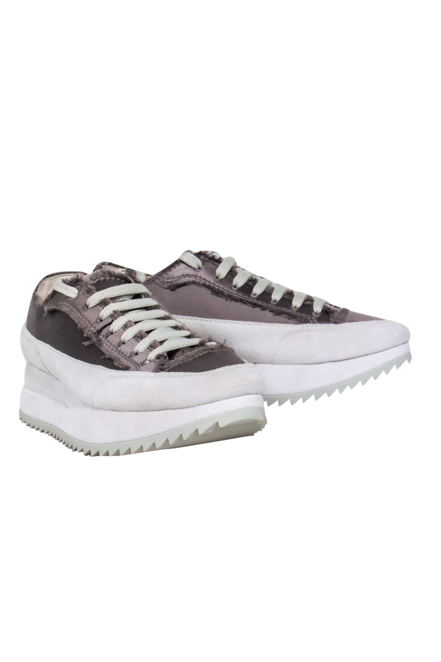 Pedro Garcia - Stunning Grey Satin Cream Platform Sneaker in Size 6.5