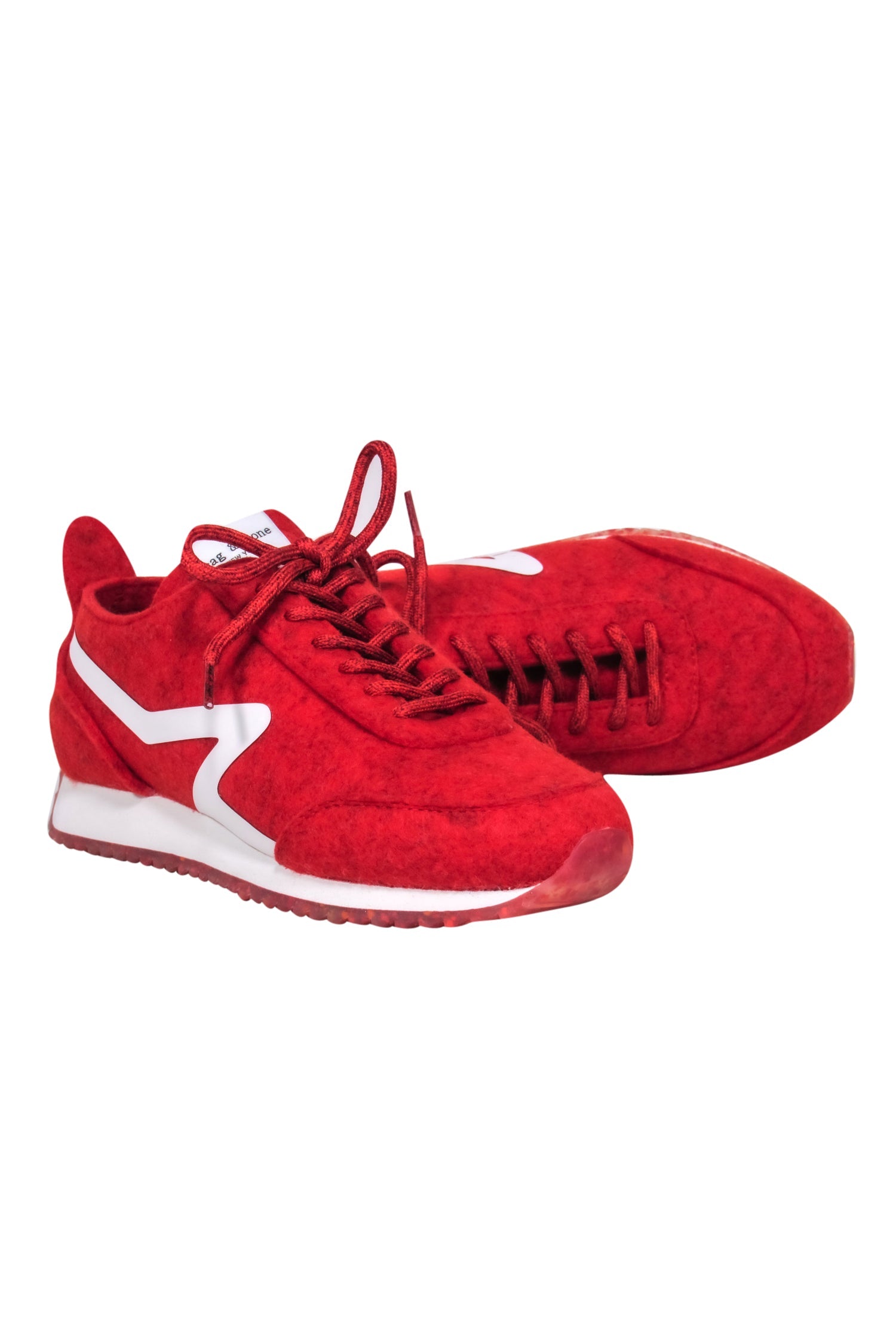 Rag & Bone - Stunning Red Felt Lace - Up Sneakers Size 8.5