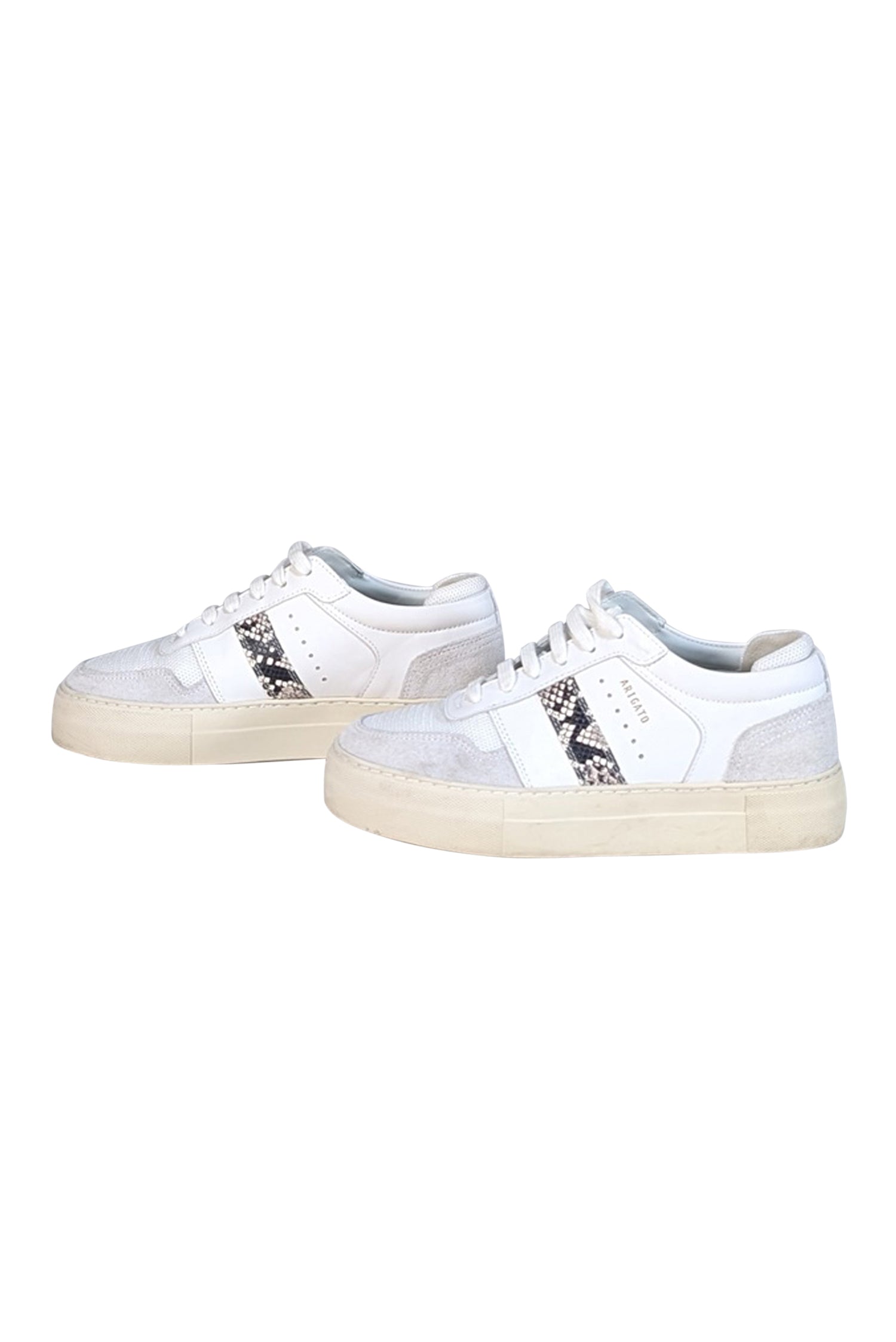 Axel Arigato - White Leather & Suede Sneakers with Snakeskin Trim (Size 7.5)