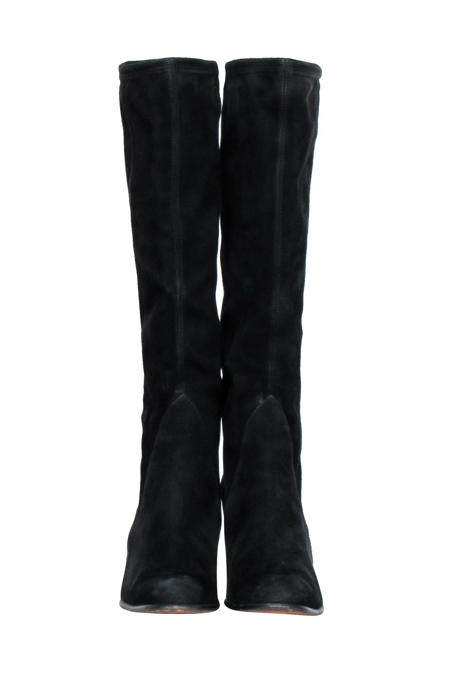 Ferragamo Black Suede Knee - High Heeled Boots Size 7: Chic Winter Essential