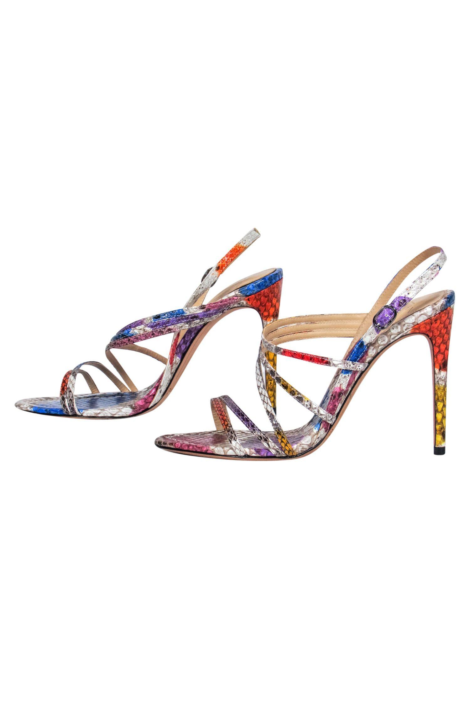Alexandre Birman Multicolored Snakeskin Print Strappy Pumps - Size 7