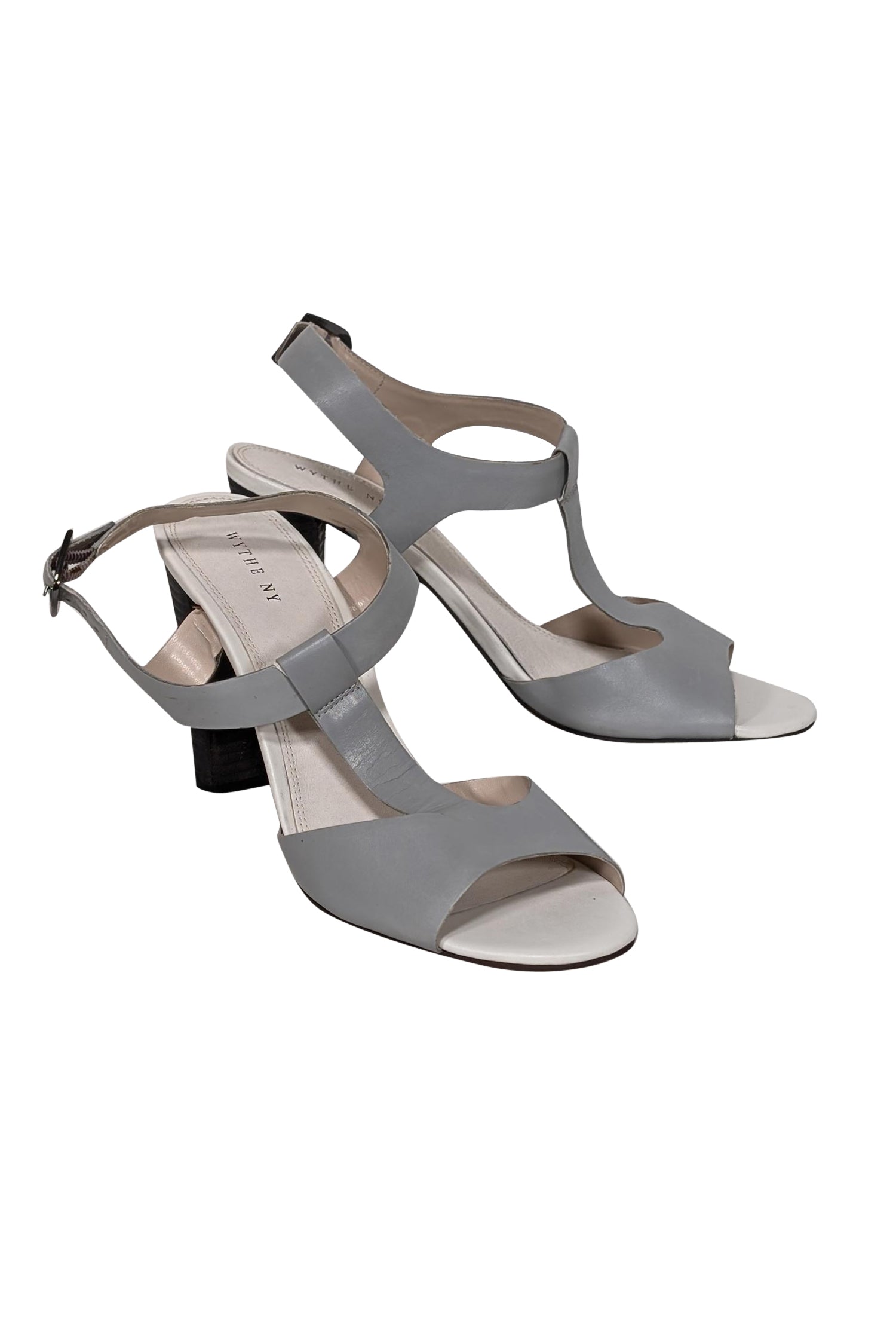 Wythe NY Grey & Cream T-Strap Open Toe Pumps - Size 10: A Must-Have for Fashion Lovers