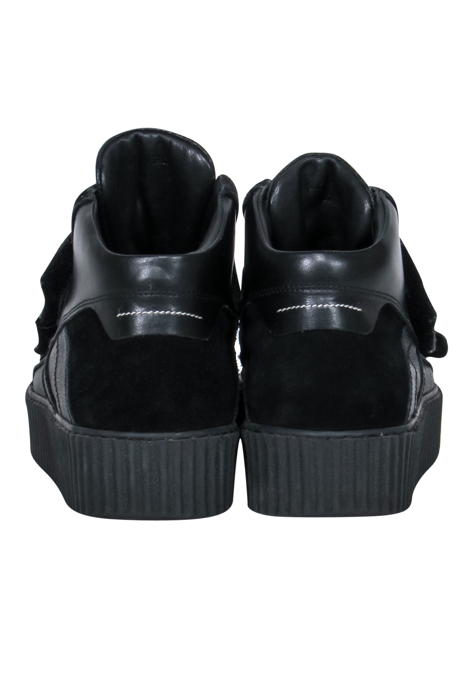 Maison Martin Margiela's Stunning Black Leather & Suede Velcro High Top Platform Sneakers - Size 6