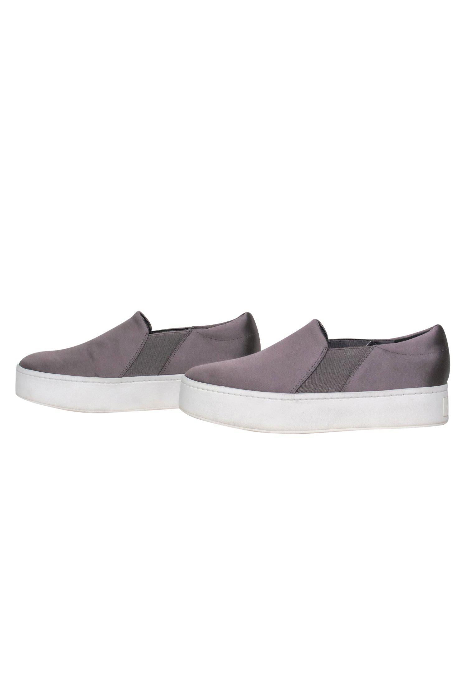 Vince Grey Satin Slip-On Platform Sneakers - Size 7: Sporty Chic for Weekends