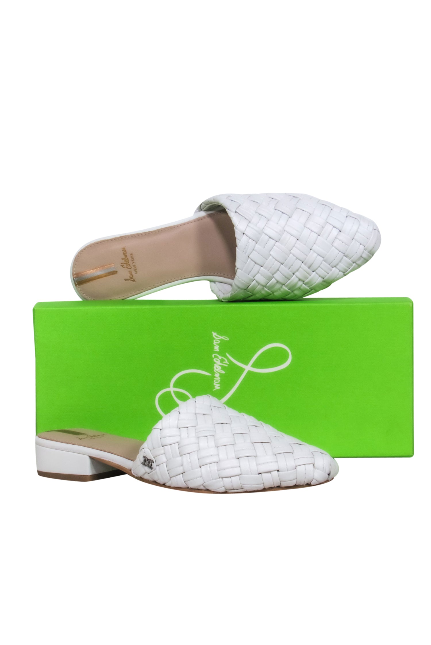 Sam Edelman's Stunning White Woven Leather Mules - Size 7