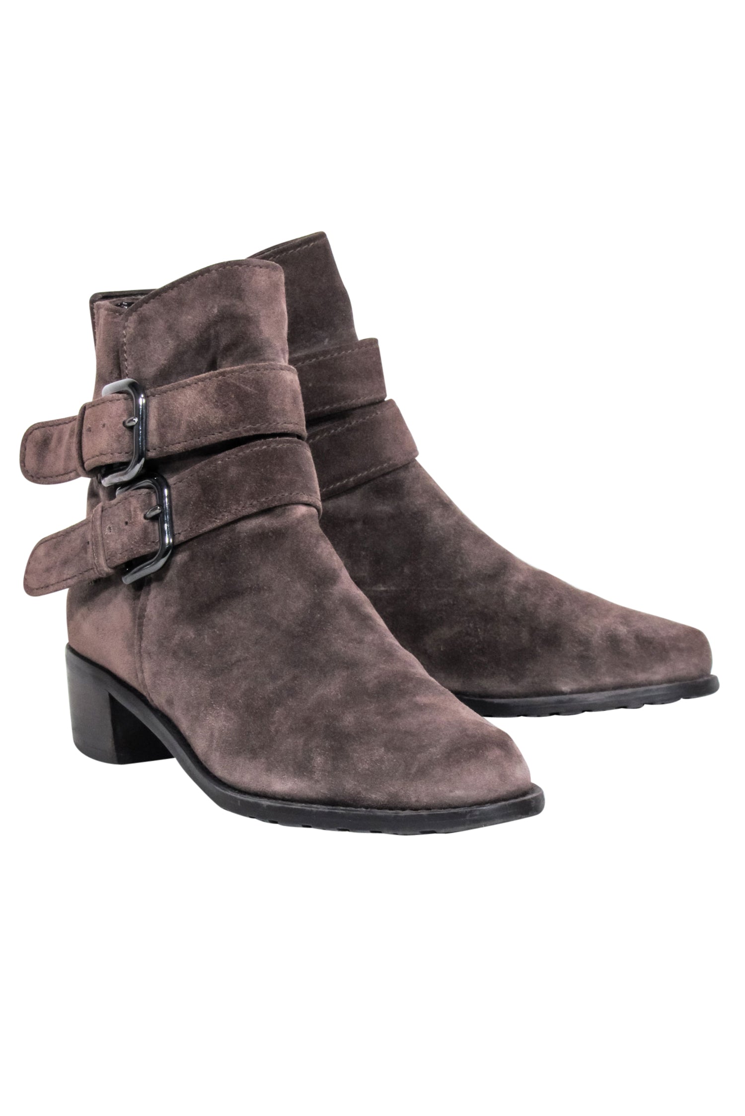 Stuart Weitzman Brown Suede Double Buckle Short Boots - Size 6: A Must-Have for Style Enthusiasts