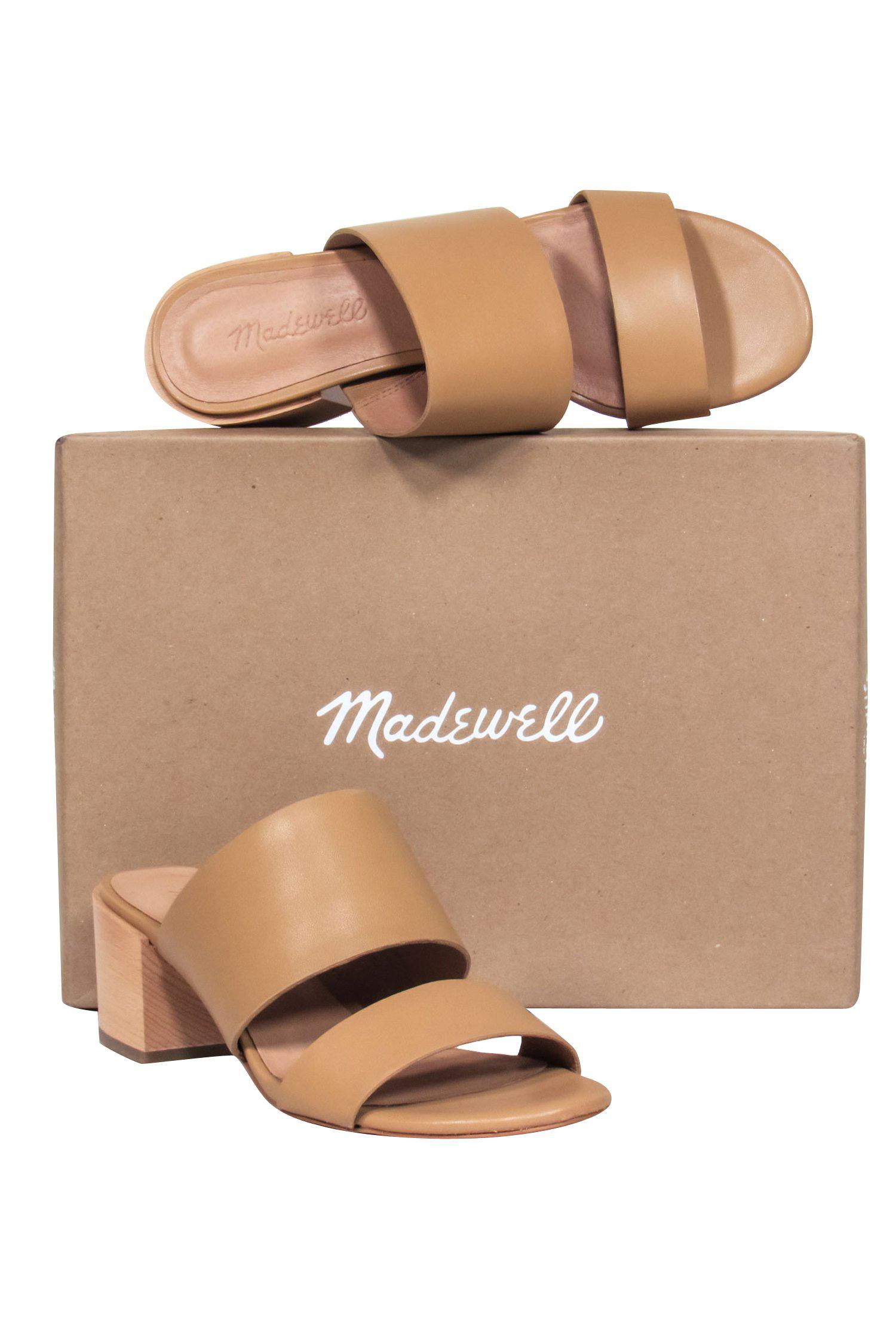 Madewell's Chic Tan Mule Block Heeled Sandals - Size 6.5
