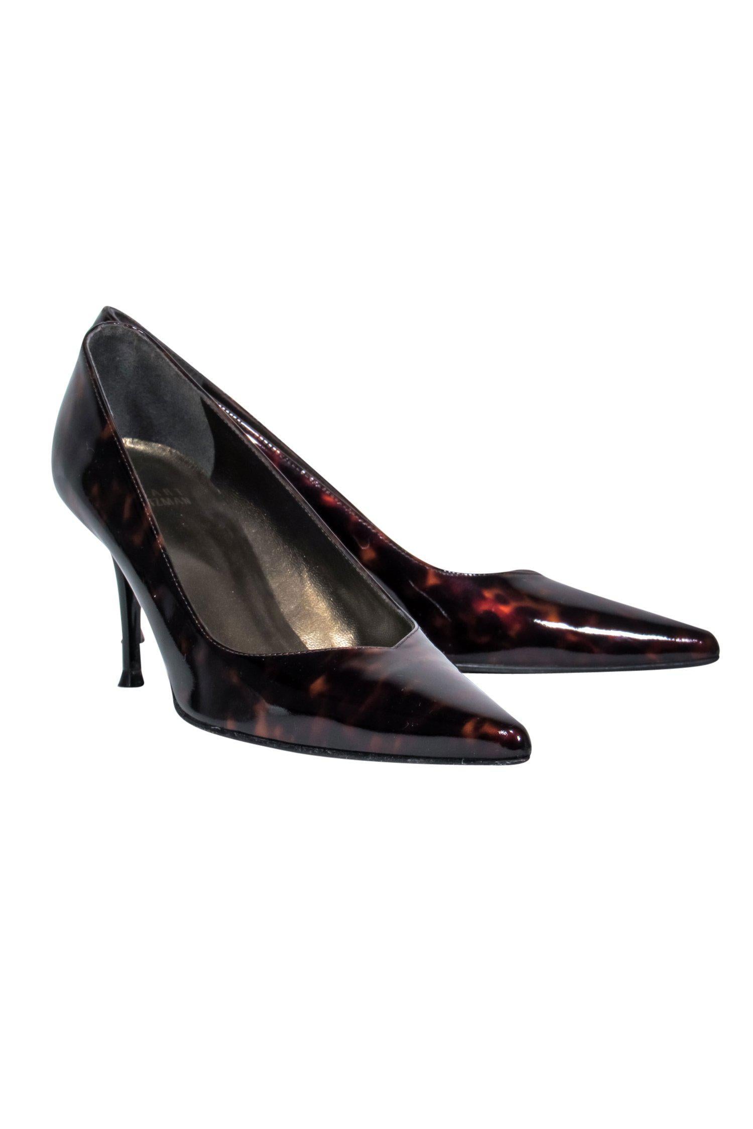 Stuart Weitzman's Gorgeous Brown Tortoise Shell Pointed Toe Heels - Size 7