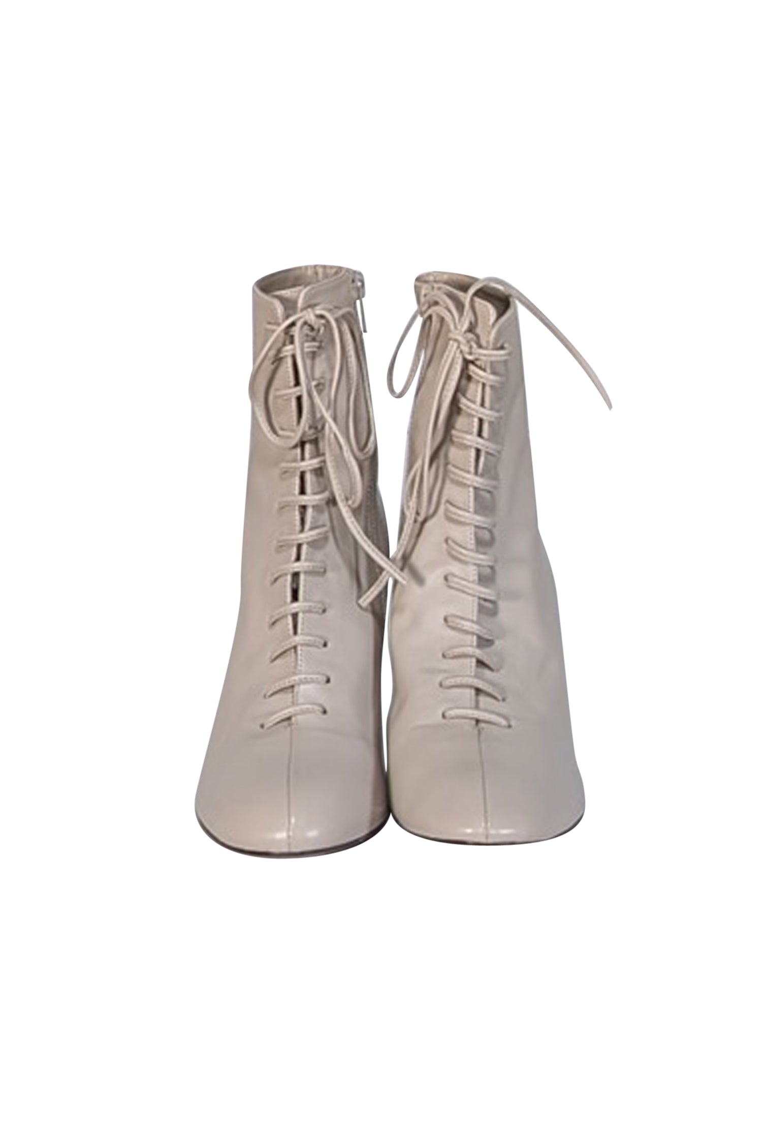 Whistles - Stunning Beige Leather Lace-Up Short Boot Heels in Size 8