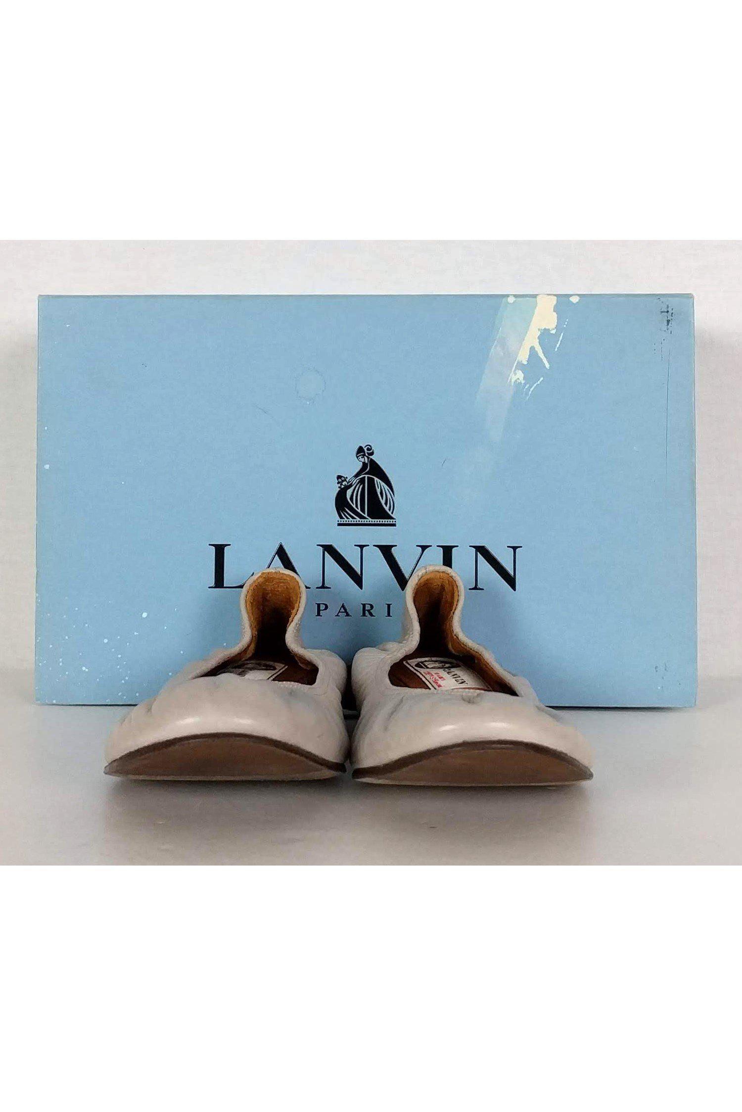 Lanvin's Stunning Light Grey Leather Ballet Flats - Size 6